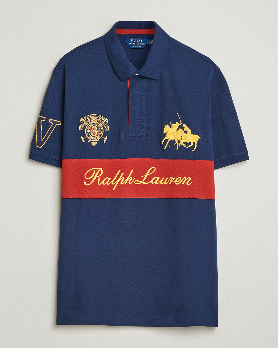 Men | Polo Shirts | Polo Ralph Lauren | Block Striped Polo Newport Navy