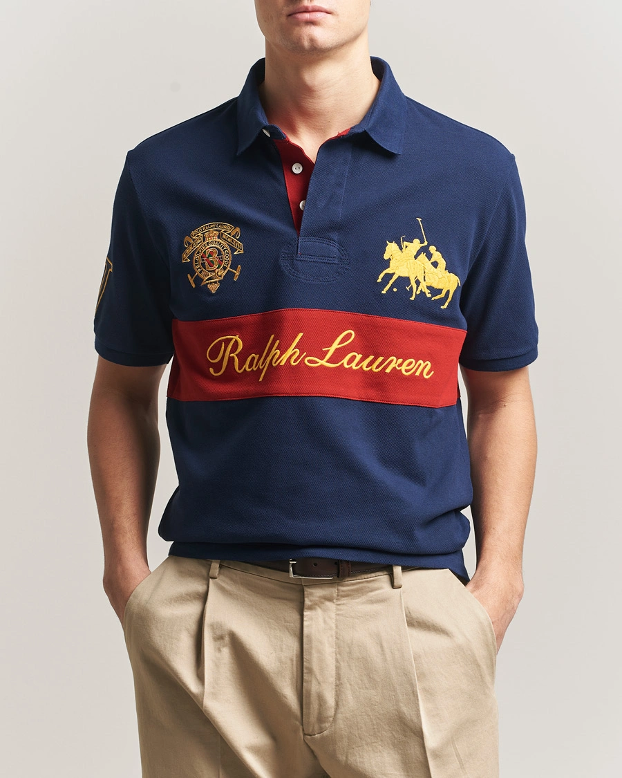Men | Polo Shirts | Polo Ralph Lauren | Block Striped Polo Newport Navy