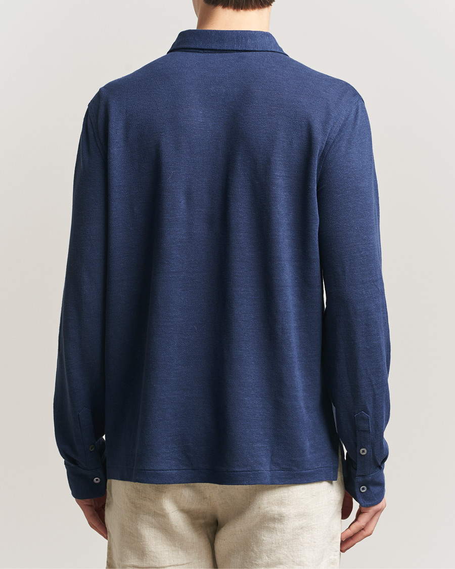 Men | Polo Shirts | Polo Ralph Lauren | Long Sleeve Linen Polo Newport Navy