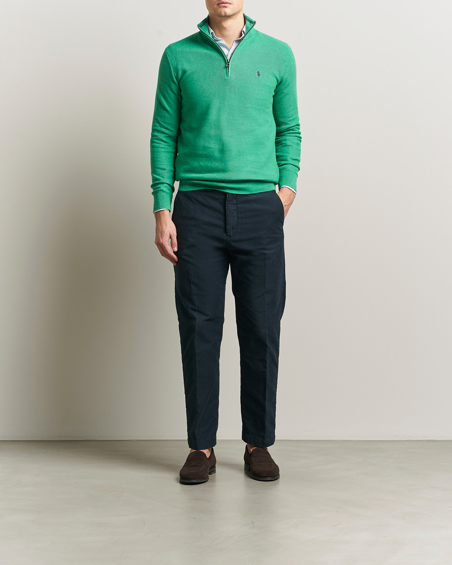 Polo Ralph Lauren Textured Half Zip Palm Green Heather at