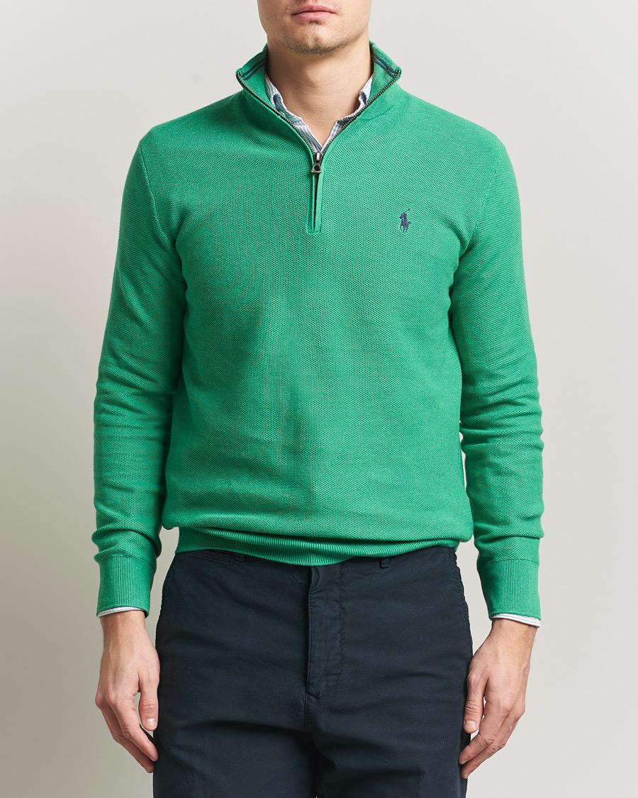 Polo Ralph Lauren Textured Half Zip Palm Green Heather at