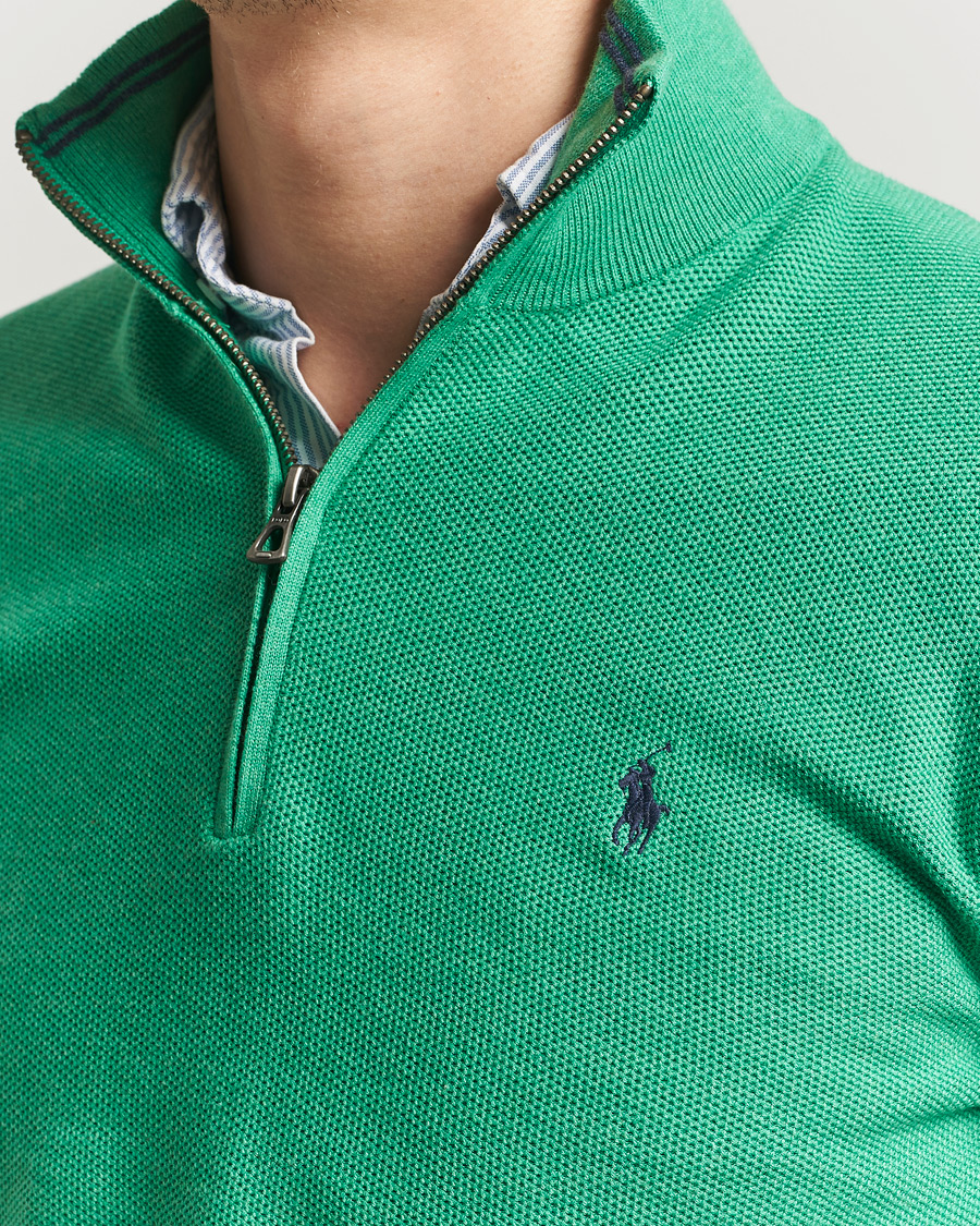 Polo Ralph Lauren Textured Half Zip Palm Green Heather at