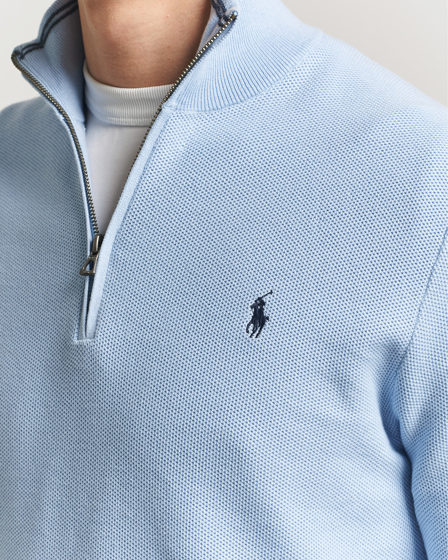 Polo Ralph Lauren Textured Half Zip Office Blue at CareOfCarl.com