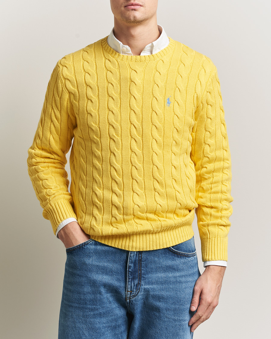 Men | Sweaters & Knitwear | Polo Ralph Lauren | Cotton Cable Pullover Sunfish Yellow