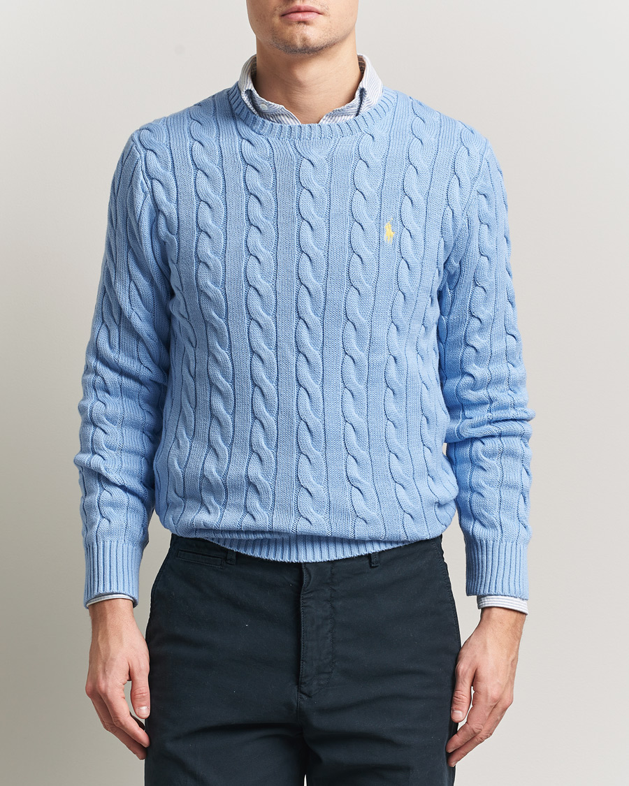 Men | Sweaters & Knitwear | Polo Ralph Lauren | Cotton Cable Pullover Austin Blue