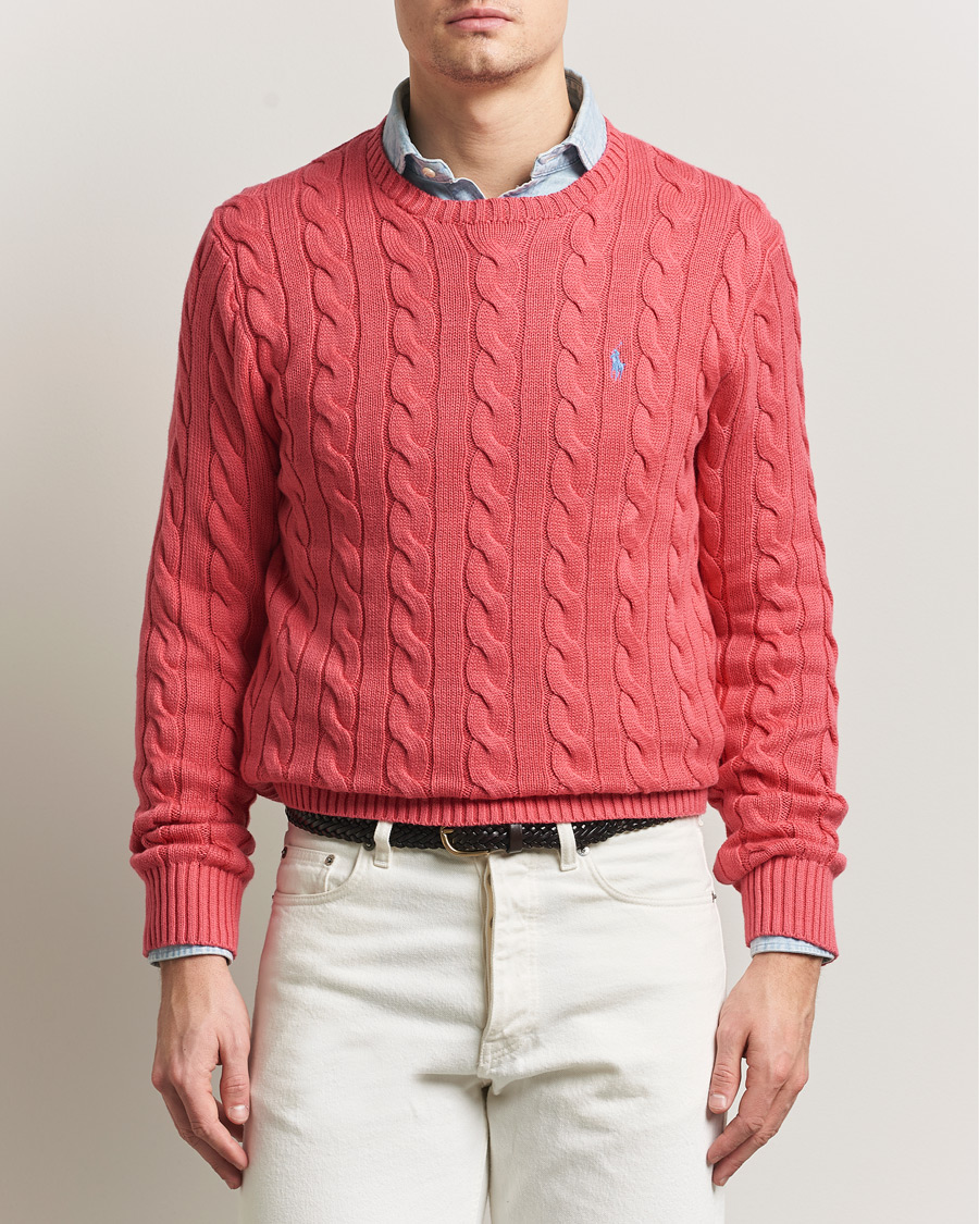 Men | Sweaters & Knitwear | Polo Ralph Lauren | Cotton Cable Pullover Pale Red