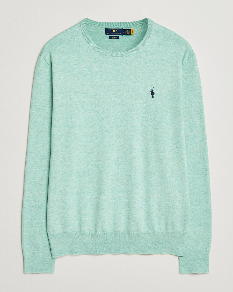 Men | Sweaters & Knitwear | Polo Ralph Lauren | Cotton Crew Neck Sweater Green Heather