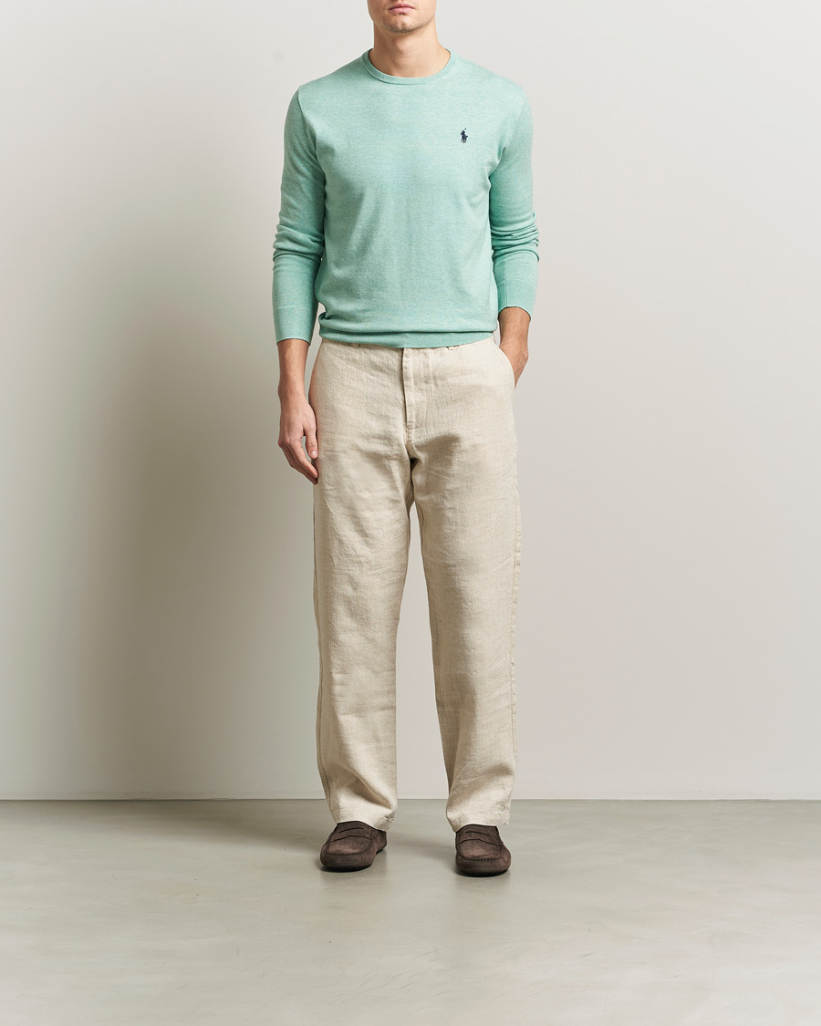 Men | Sweaters & Knitwear | Polo Ralph Lauren | Cotton Crew Neck Sweater Green Heather