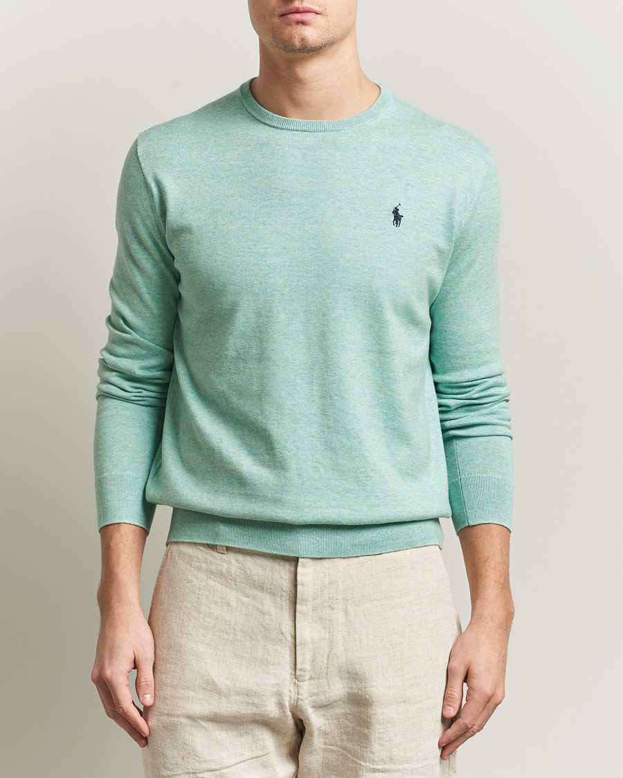 Men | Sweaters & Knitwear | Polo Ralph Lauren | Cotton Crew Neck Sweater Green Heather