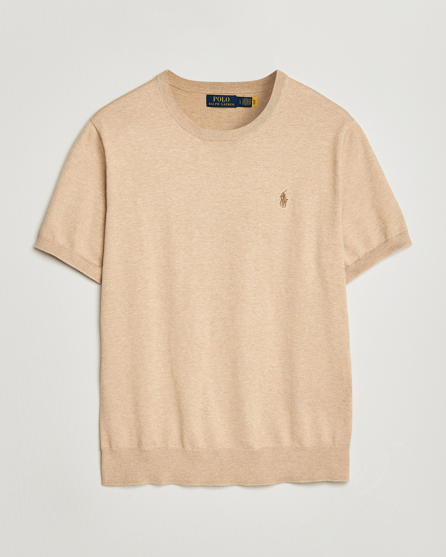 Men | T-Shirts | Polo Ralph Lauren | Knitted Short Sleeve T-Shirt Camel Melange