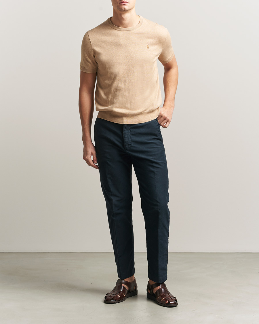 Men | T-Shirts | Polo Ralph Lauren | Knitted Short Sleeve T-Shirt Camel Melange