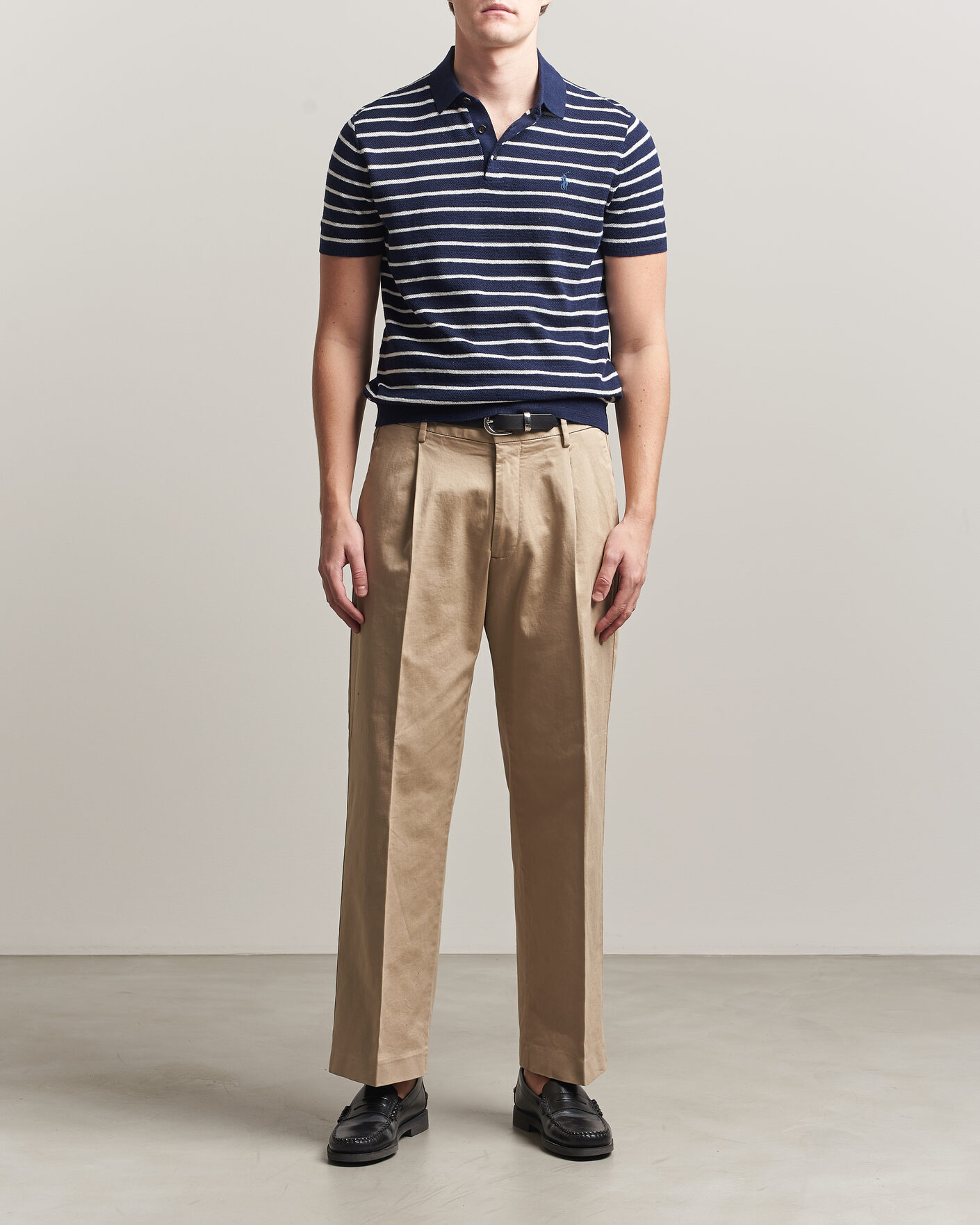 Men | Polo Shirts | Polo Ralph Lauren | Cotton Blend Striped Polo Bright Navy Combo
