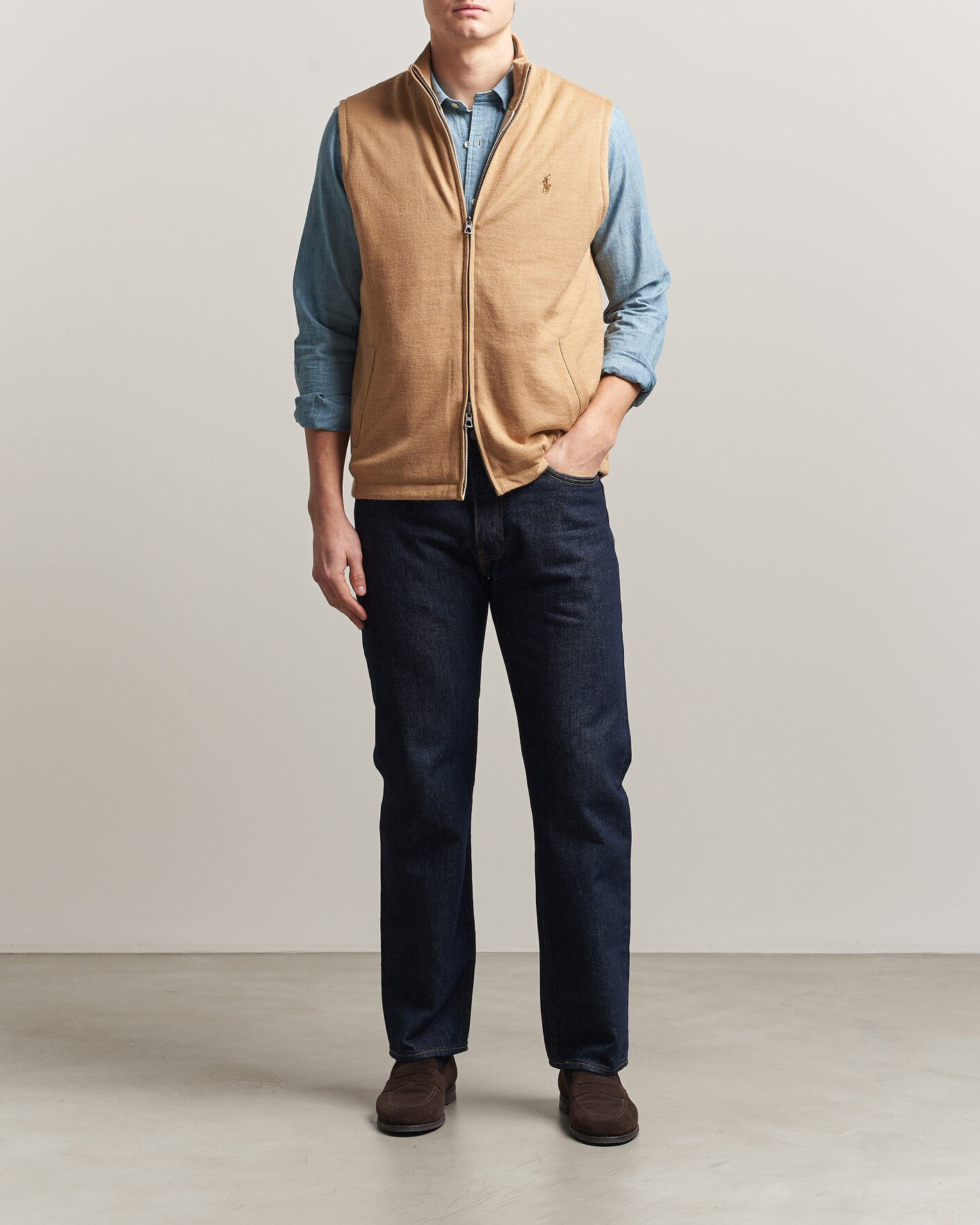Men | Sweaters & Knitwear | Polo Ralph Lauren | Wool Blend Vest Camel Combo