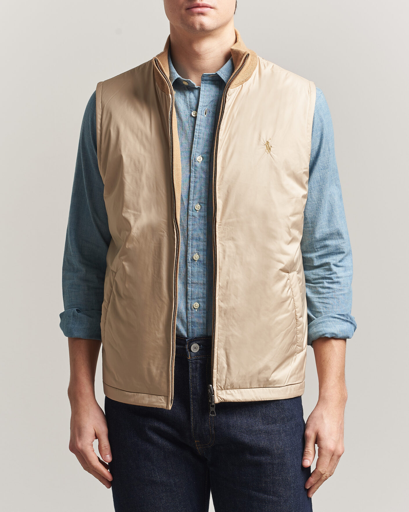Men | Sweaters & Knitwear | Polo Ralph Lauren | Wool Blend Vest Camel Combo