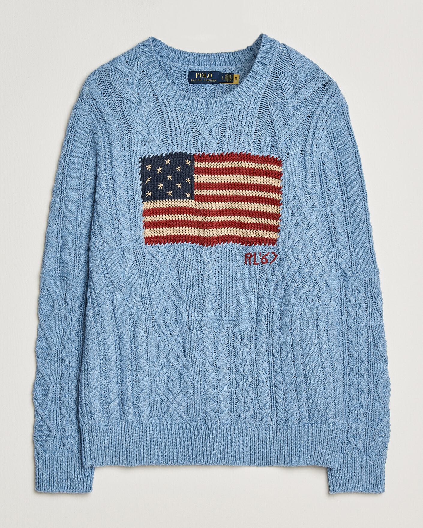 Men | Sweaters & Knitwear | Polo Ralph Lauren | Cotton Flag Sweater Light Blue Combo