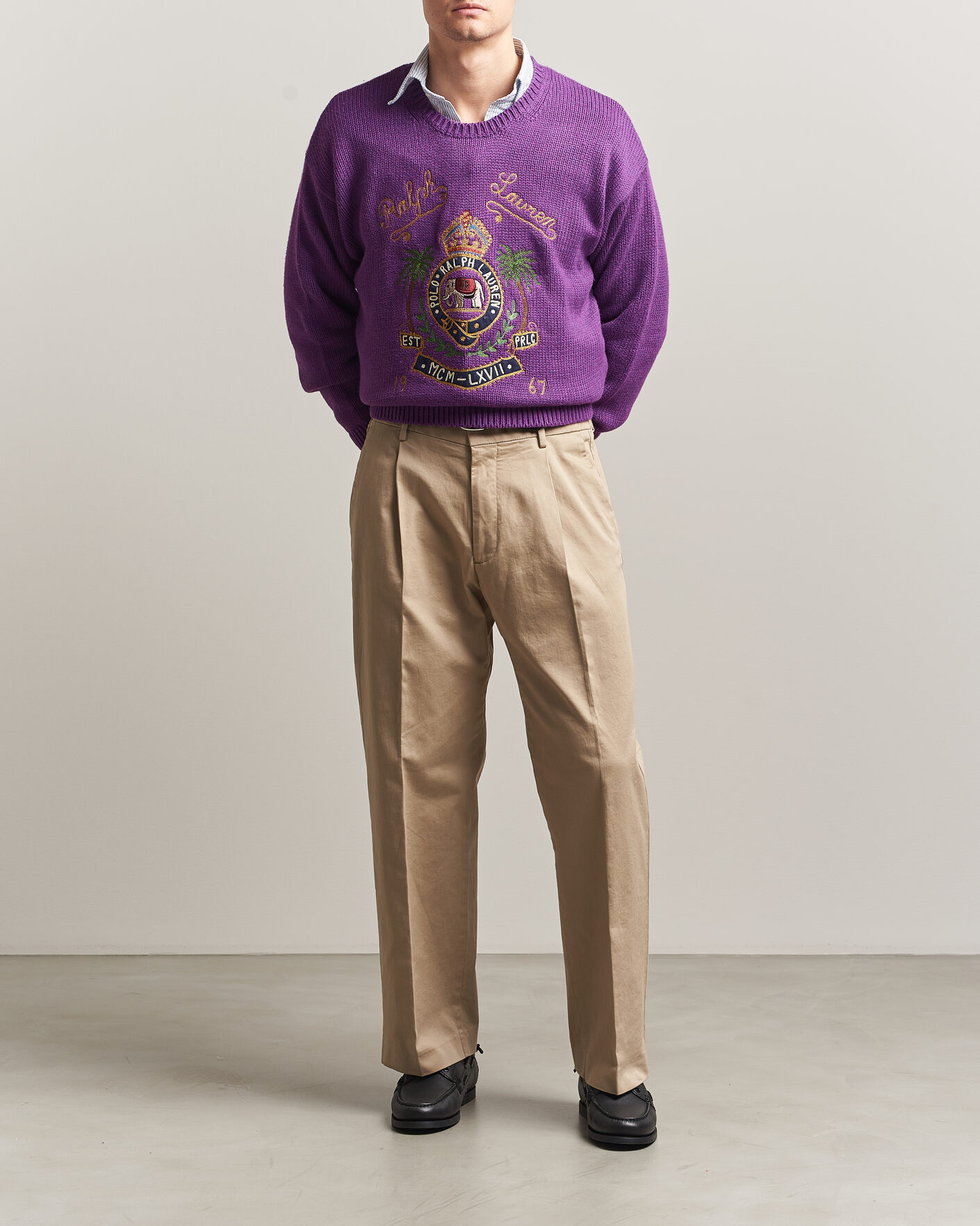 Men | Sweaters & Knitwear | Polo Ralph Lauren | Cotton Logo Sweater Purple Heahter