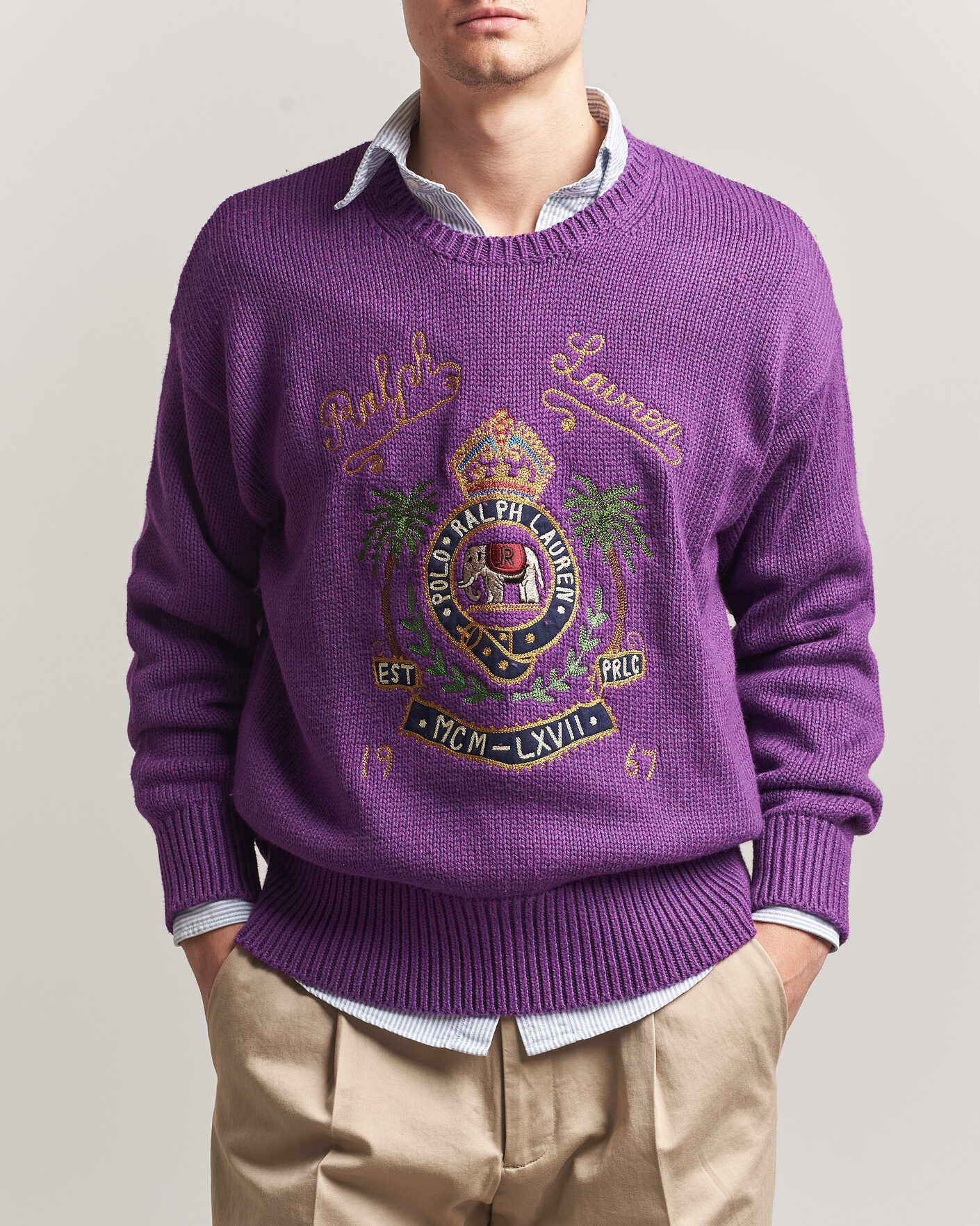 Men | Sweaters & Knitwear | Polo Ralph Lauren | Cotton Logo Sweater Purple Heahter