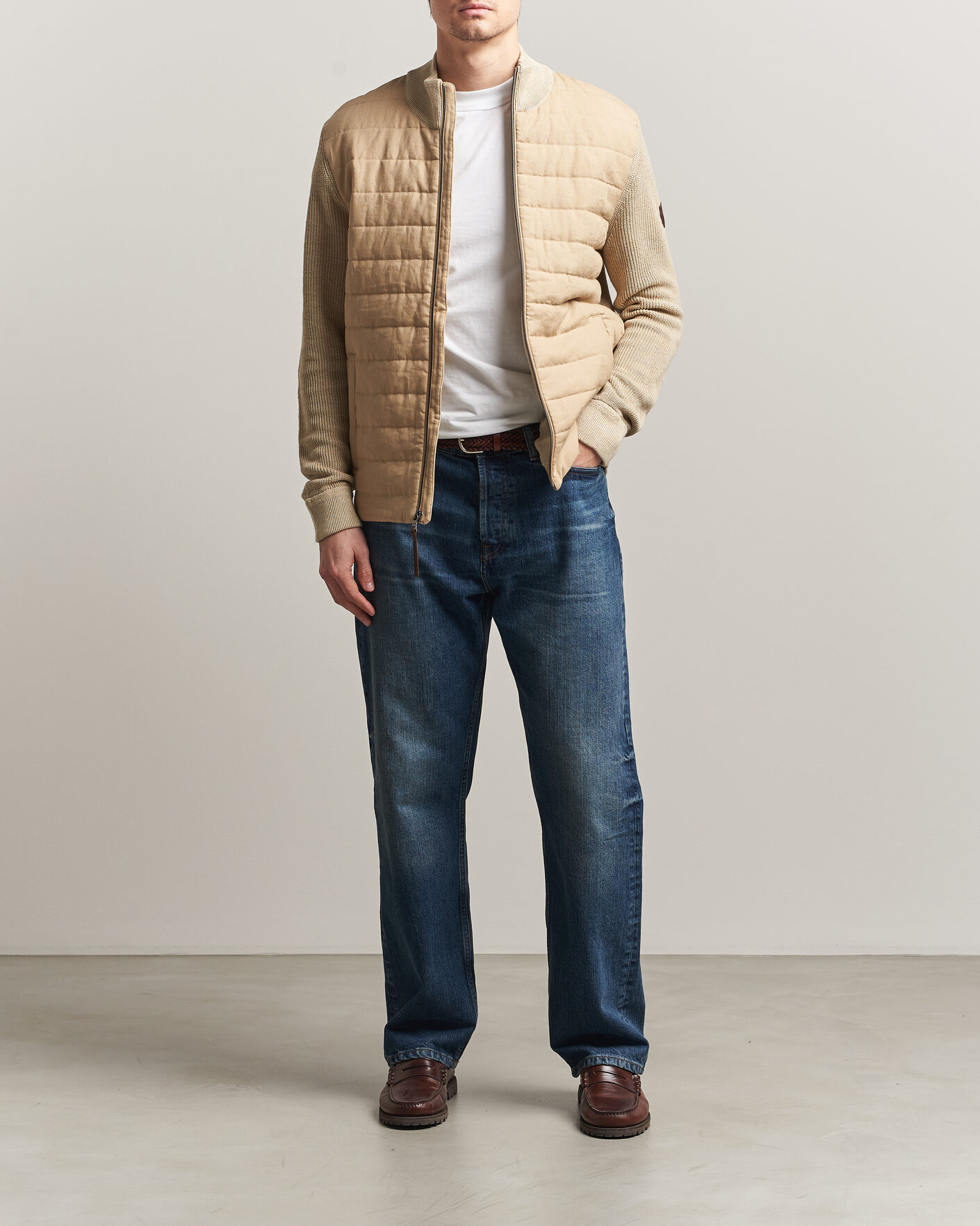 Men | Coats & Jackets | Polo Ralph Lauren | Linen Full Zip Sweater Coastal Beige