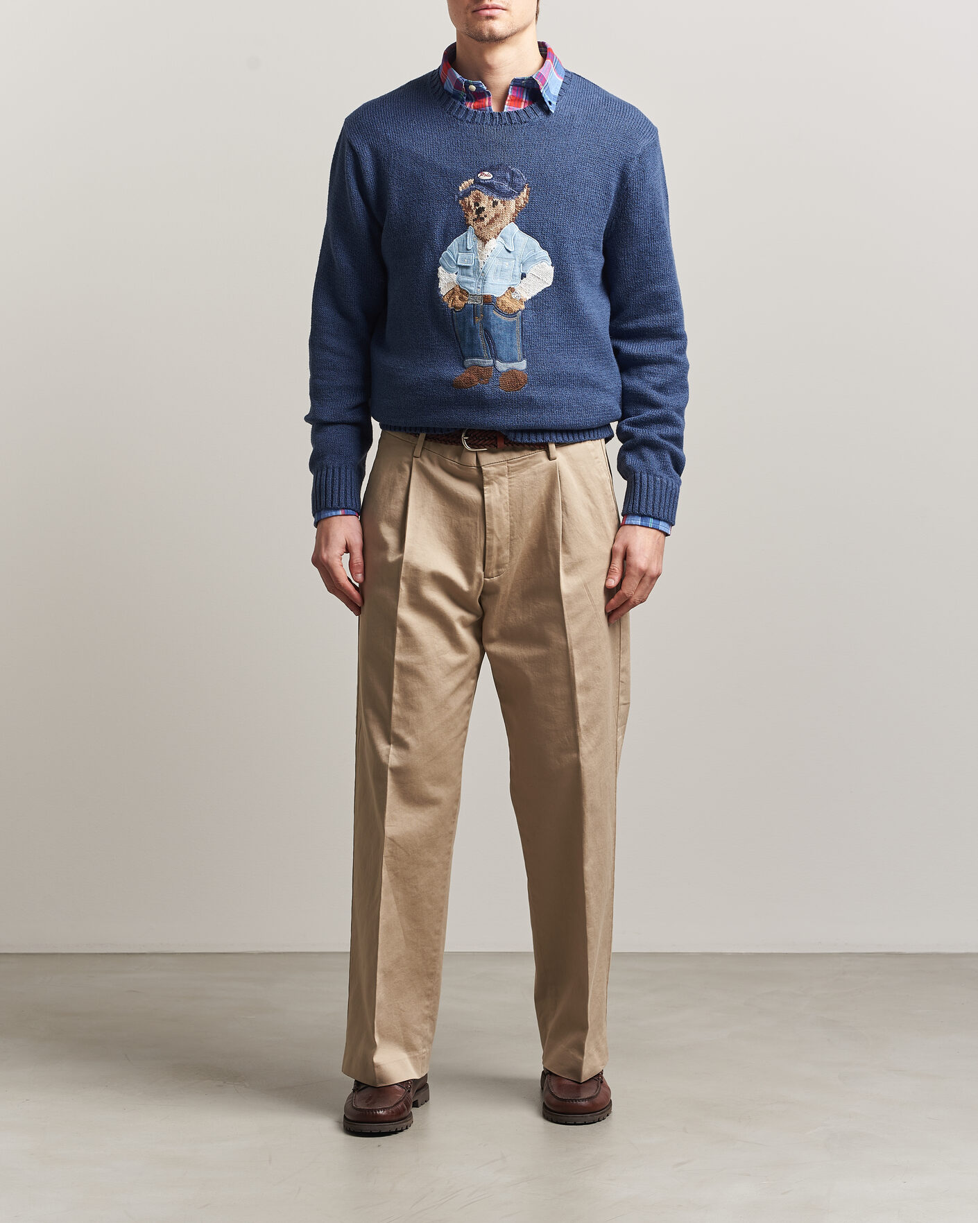 Men | Sweaters & Knitwear | Polo Ralph Lauren | Cotton Linen Bear Sweater Light Navy