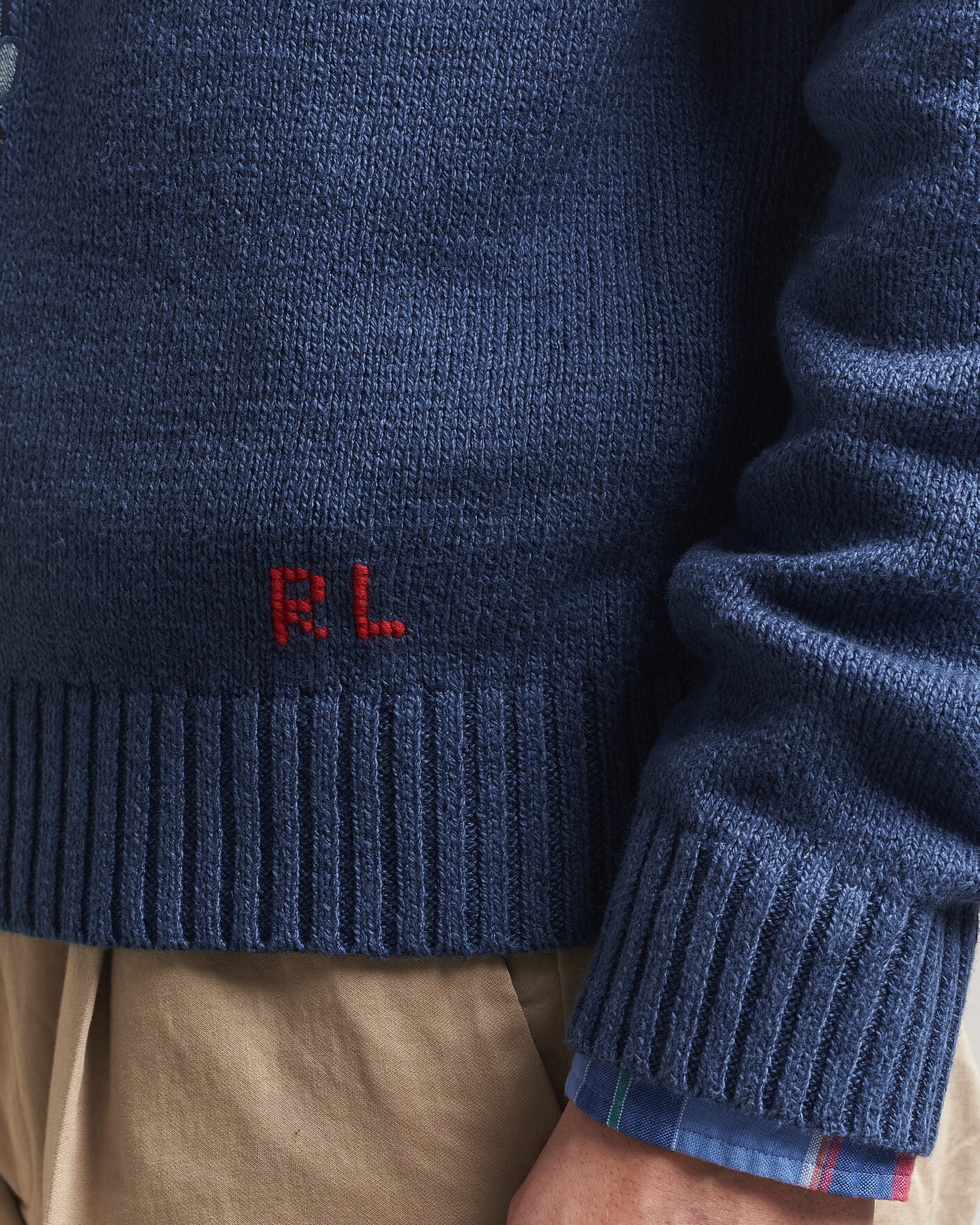 Men | Sweaters & Knitwear | Polo Ralph Lauren | Cotton Linen Bear Sweater Light Navy