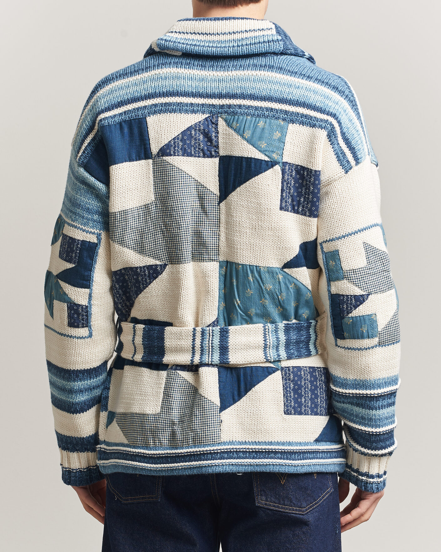 Men | Sweaters & Knitwear | Polo Ralph Lauren | Cotton Linen Cardigan Cream Blue Combo