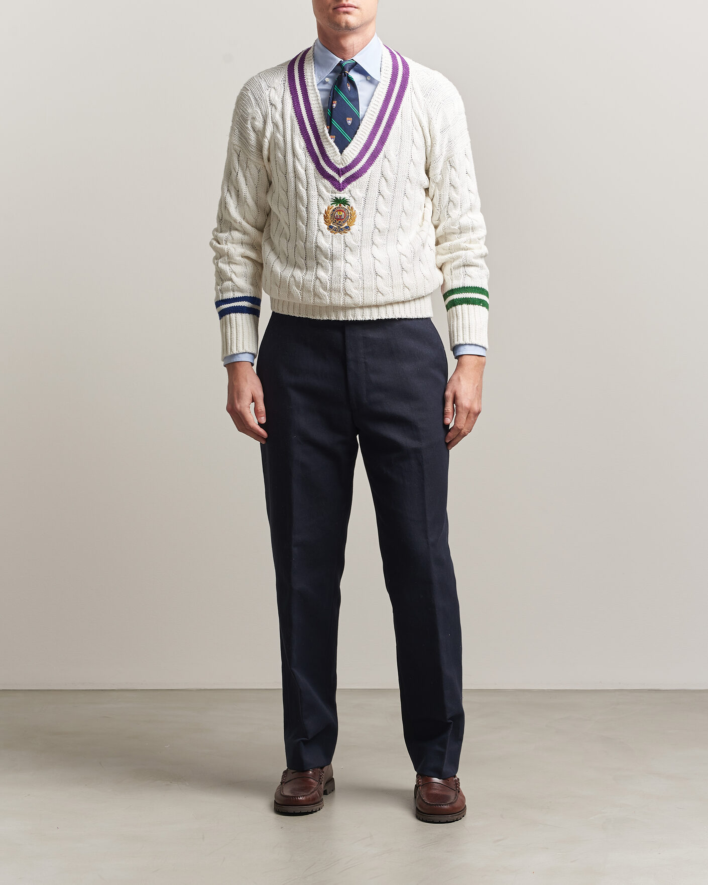 Men | Sweaters & Knitwear | Polo Ralph Lauren | Cotton Linen Blend Sweater Cream Combo