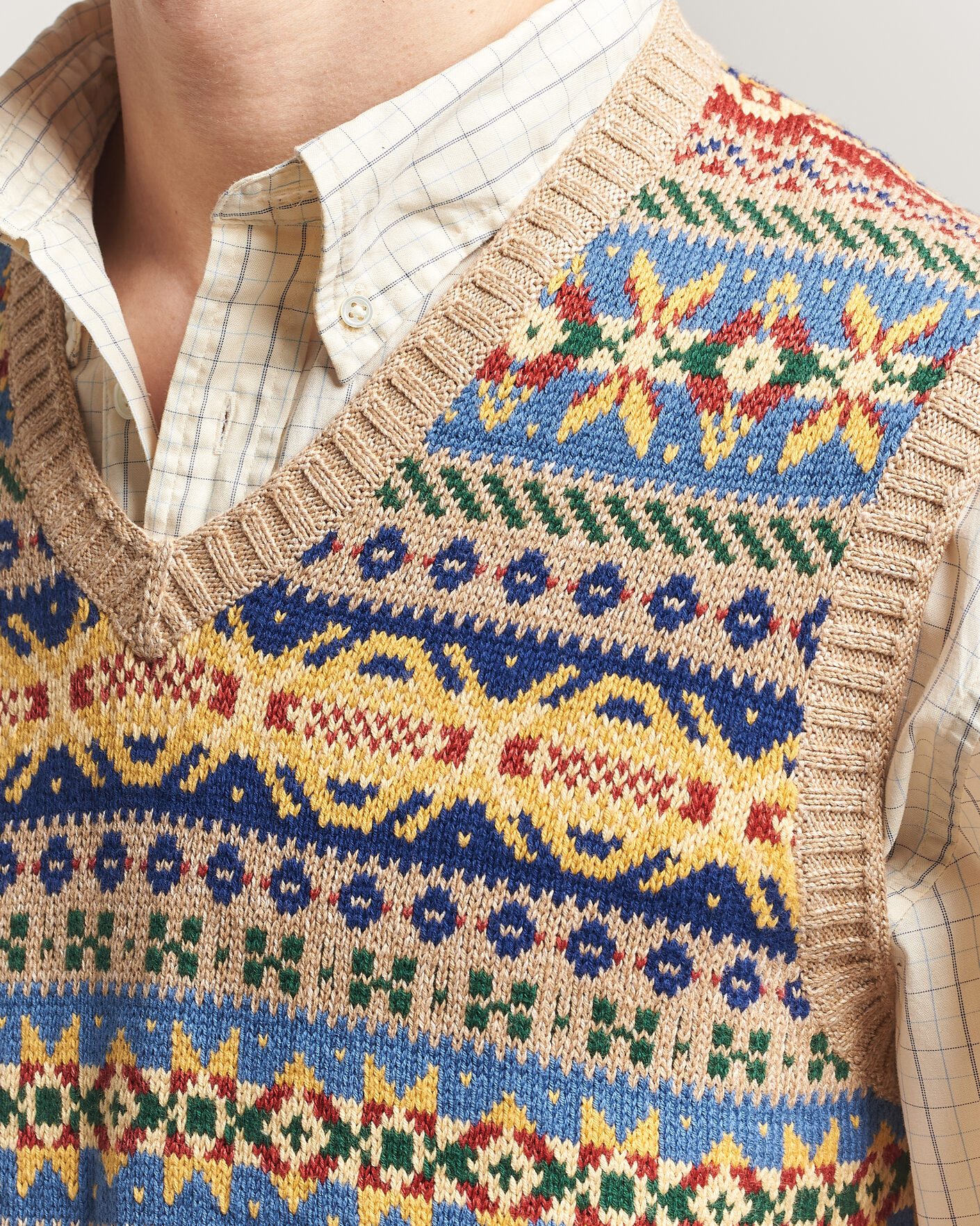 Men | Sweaters & Knitwear | Polo Ralph Lauren | Cotton Linen Blend Vest Tan Combo