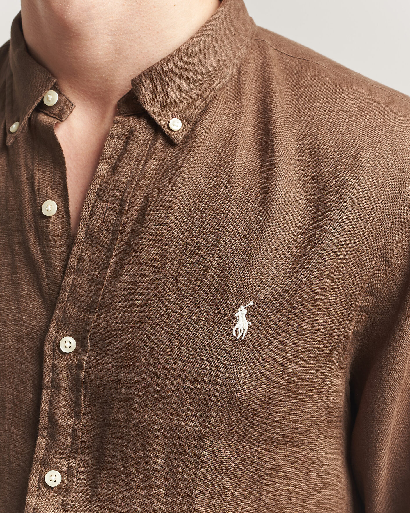 Men | Shirts | Polo Ralph Lauren | Slim Fit Linen Shirt Chestnut