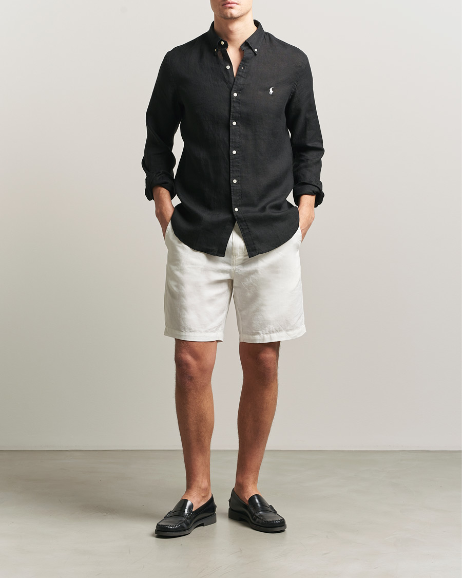 Men | Shirts | Polo Ralph Lauren | Slim Fit Linen Shirt Polo Black