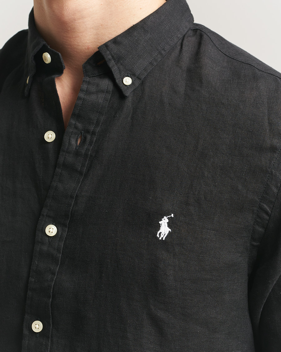 Men | Shirts | Polo Ralph Lauren | Slim Fit Linen Shirt Polo Black