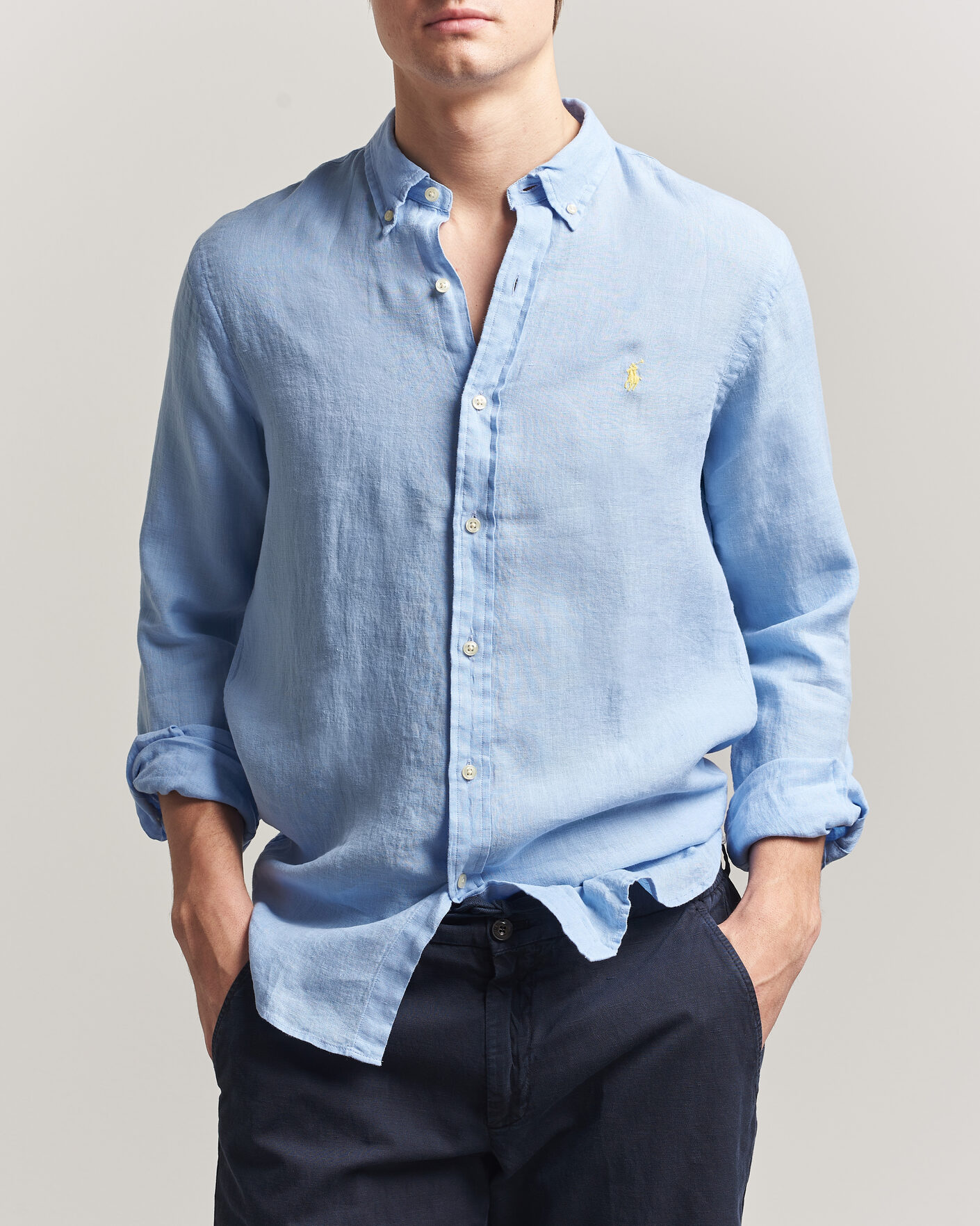 Men | Shirts | Polo Ralph Lauren | Slim Fit Linen Shirt Austin Blue