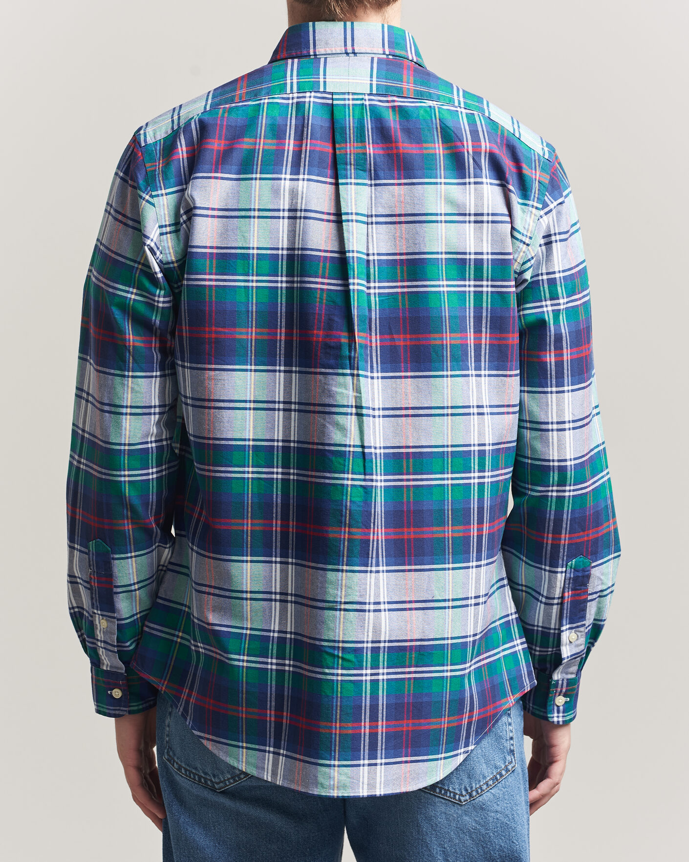 Men | Shirts | Polo Ralph Lauren | Custom Fit Checked Oxford Shirt Green/Blue Multi