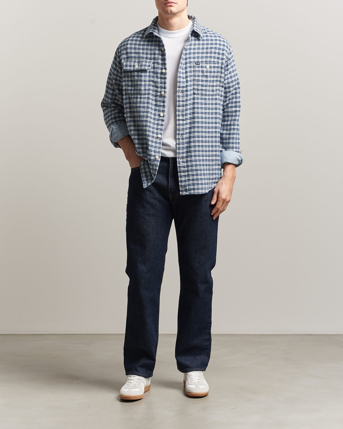 Men | Shirts | Polo Ralph Lauren | Double Faced Oxford Shirt Dark Indigo Cream