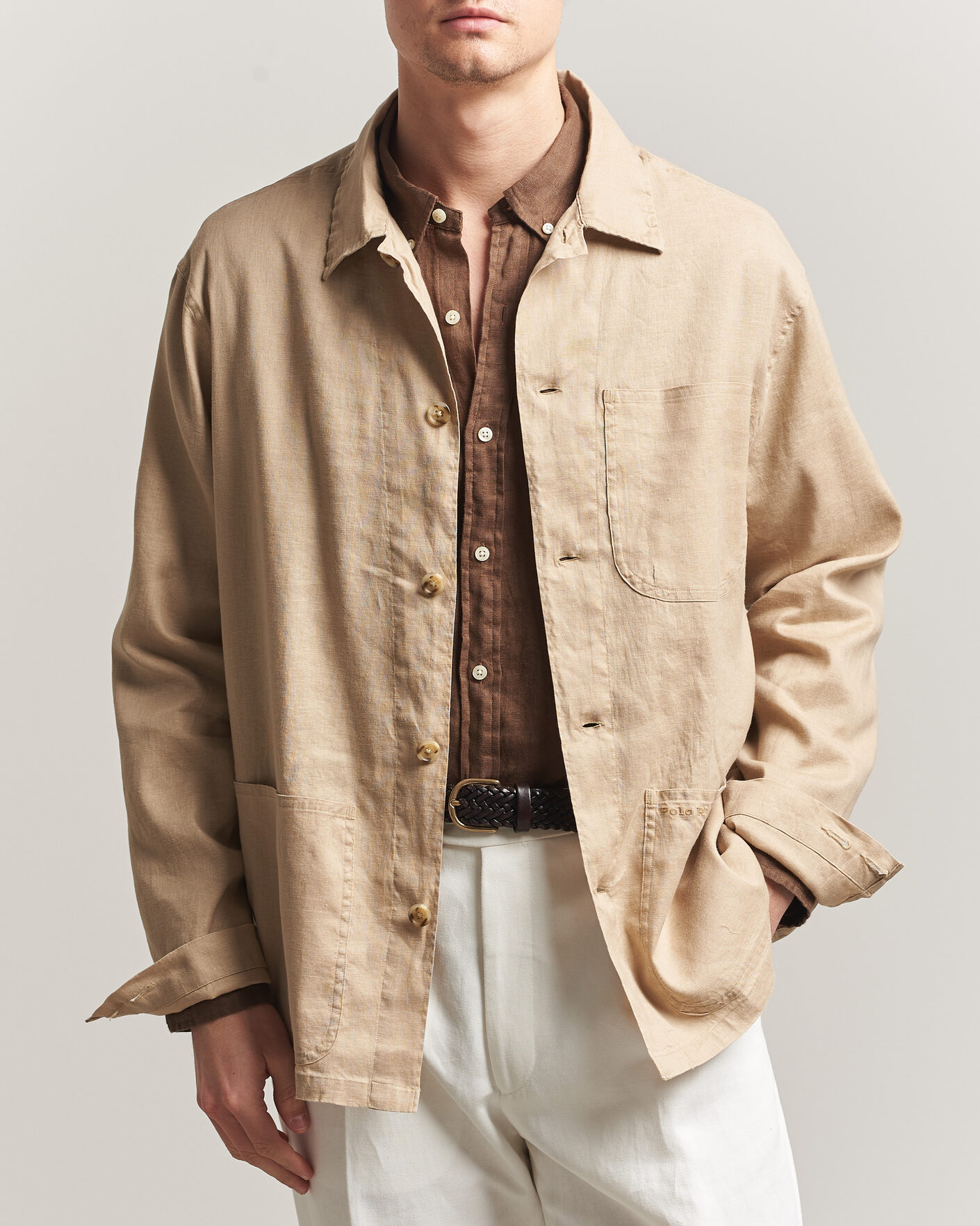 Men | Shirts | Polo Ralph Lauren | Stretch Linen Overshirt Coastal Beige