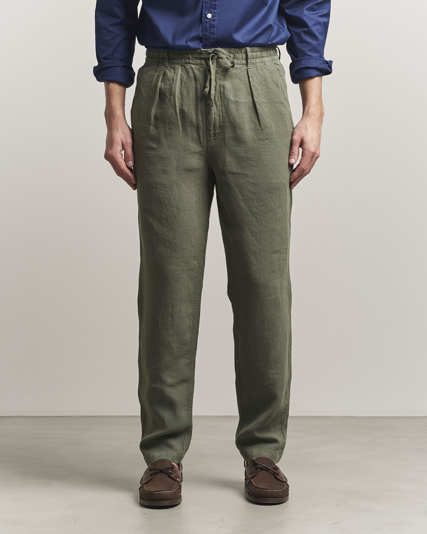 ワークパンツ/カーゴパンツ POLO RALPH LAUREN / STRIPE LINEN PANTS Polo Ralph Lauren Prepster Linen Trousers New Olive at CareOfCarl.com