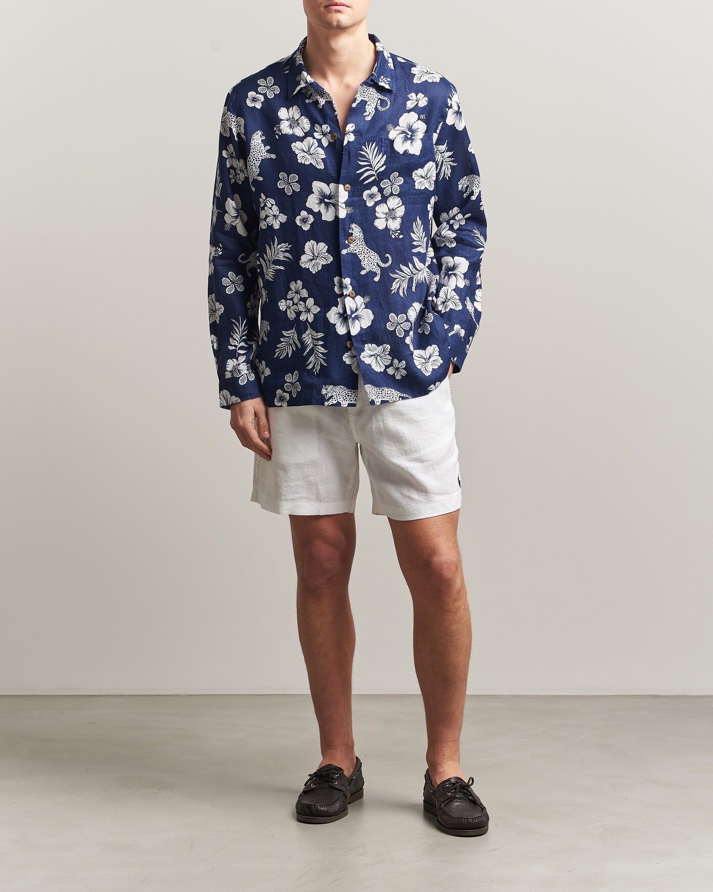 Men | Shorts | Polo Ralph Lauren | Dyed Linen Shorts White