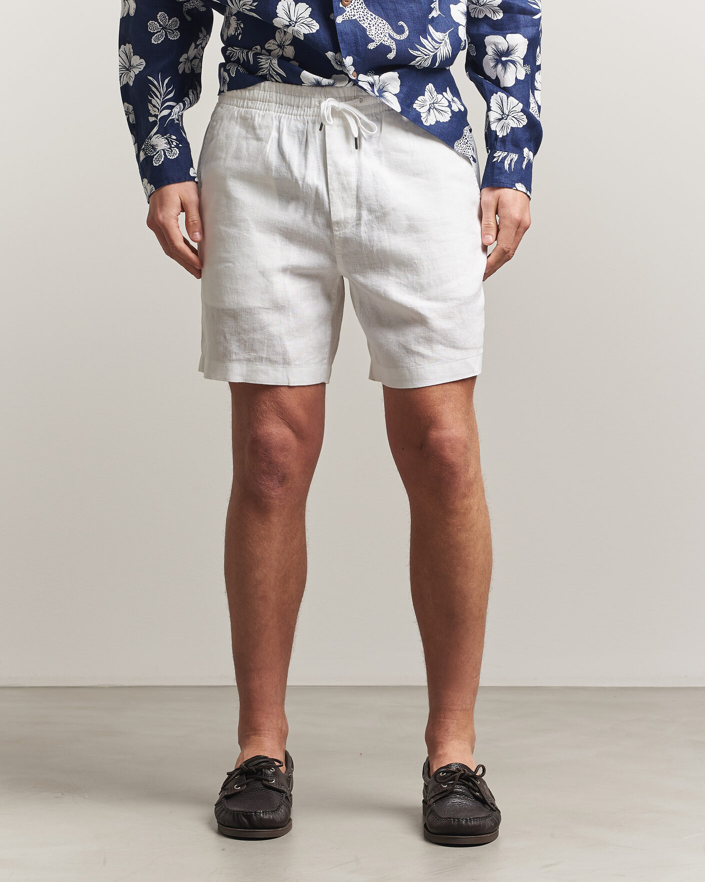 Men | Shorts | Polo Ralph Lauren | Dyed Linen Shorts White