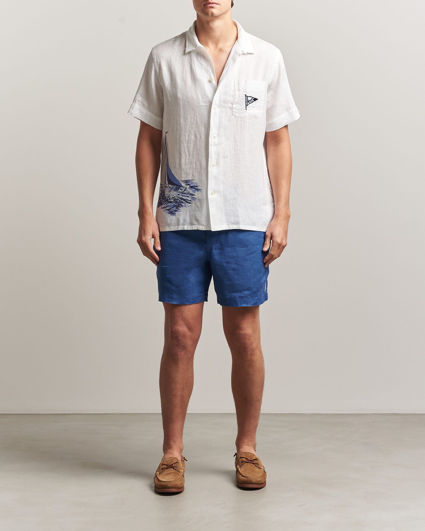 Men | Shorts | Polo Ralph Lauren | Dyed Linen Shorts Dusty Azure