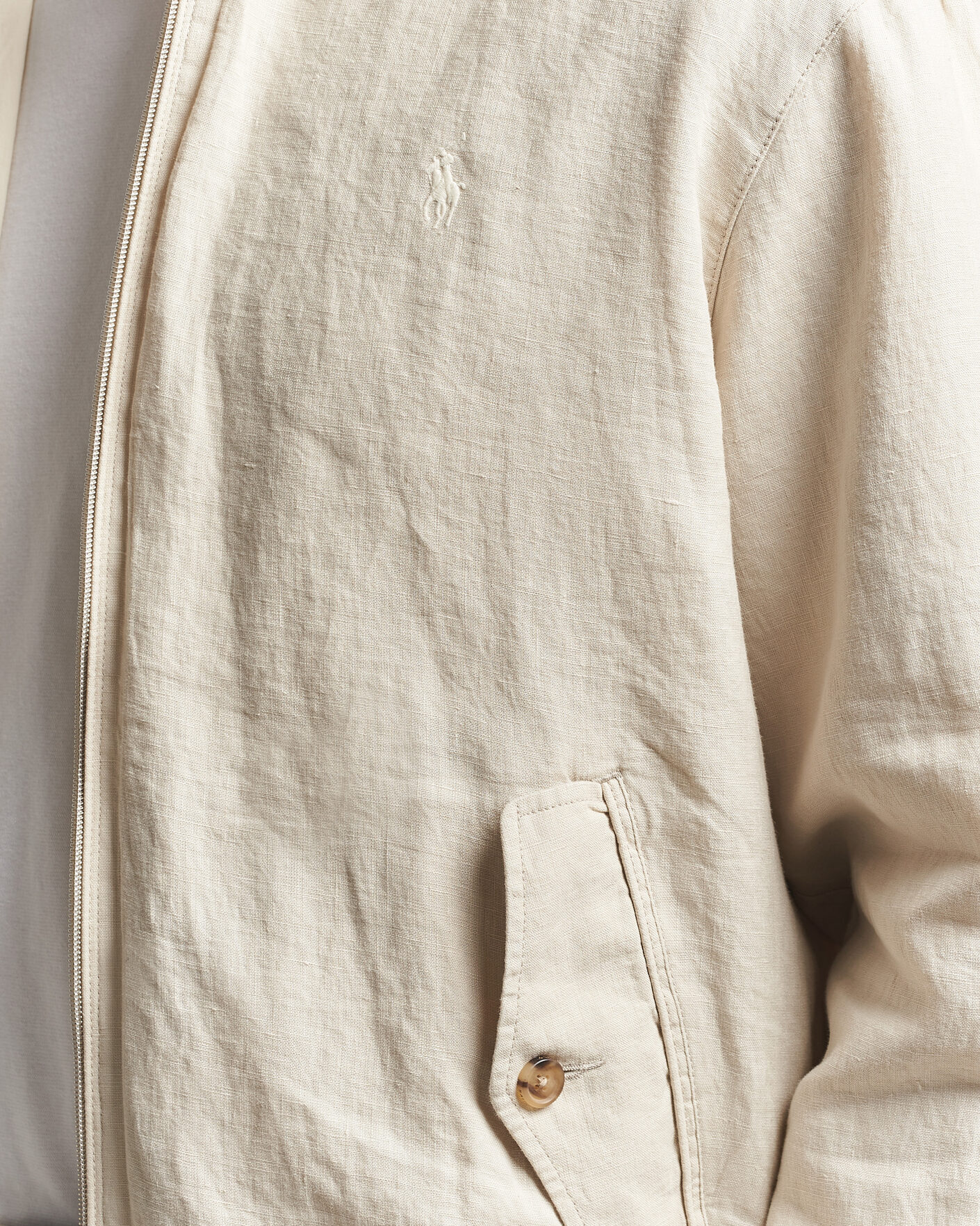 Men | Coats & Jackets | Polo Ralph Lauren | Linen Herringbone Windbreaker Basic Sand