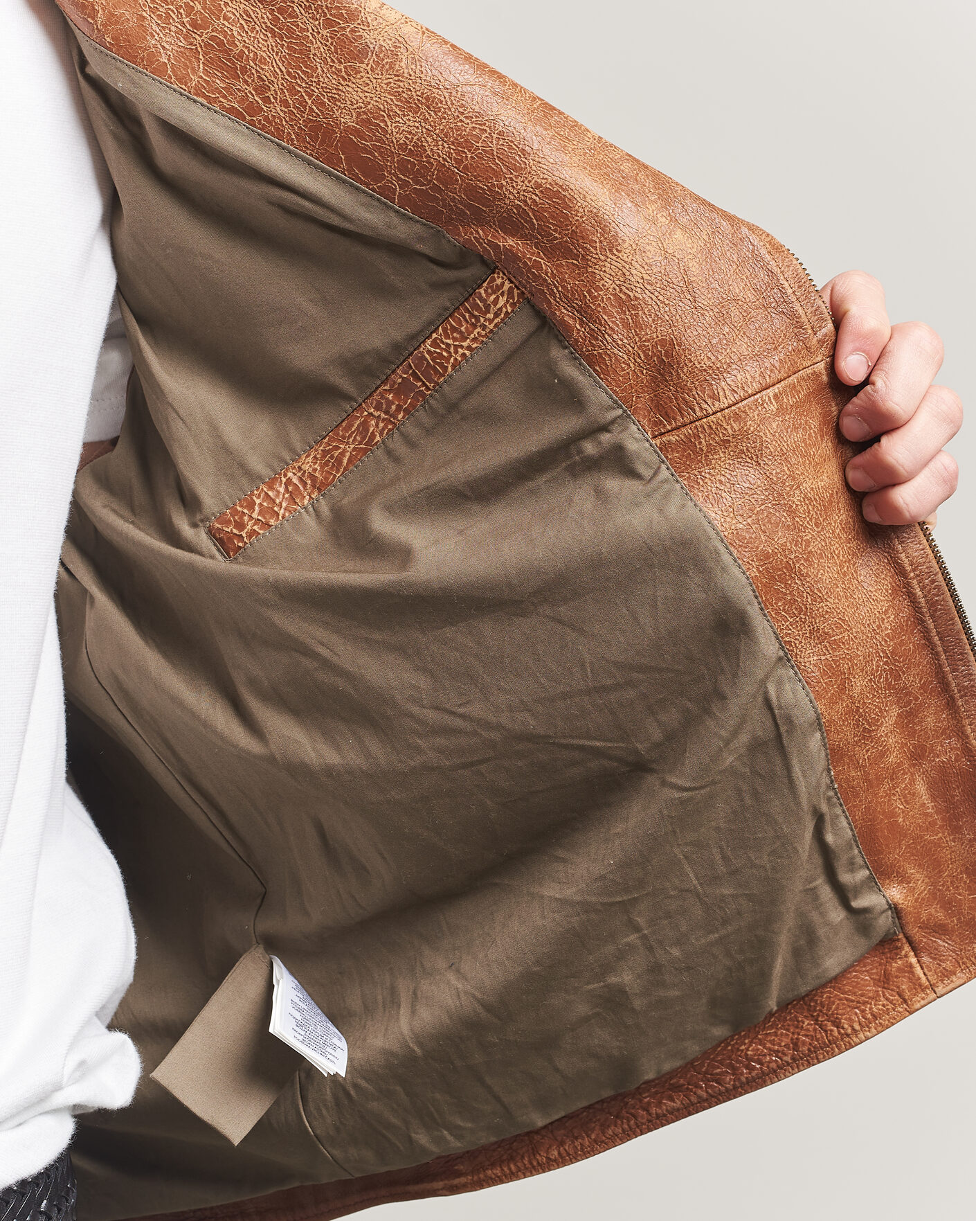 Men | Coats & Jackets | Polo Ralph Lauren | Cow Leather Moto Jacket Brown