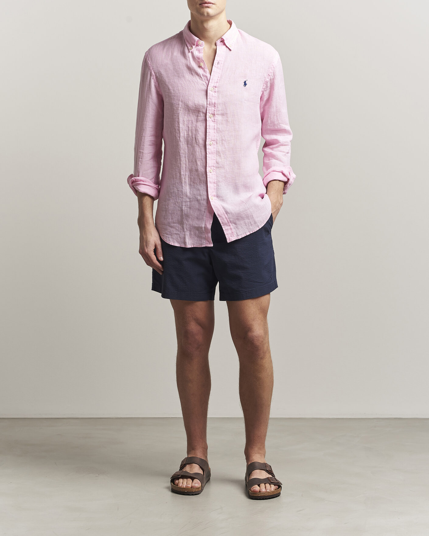 Men | Shirts | Polo Ralph Lauren | Slim Fit Linen Shirt Carmel Pink