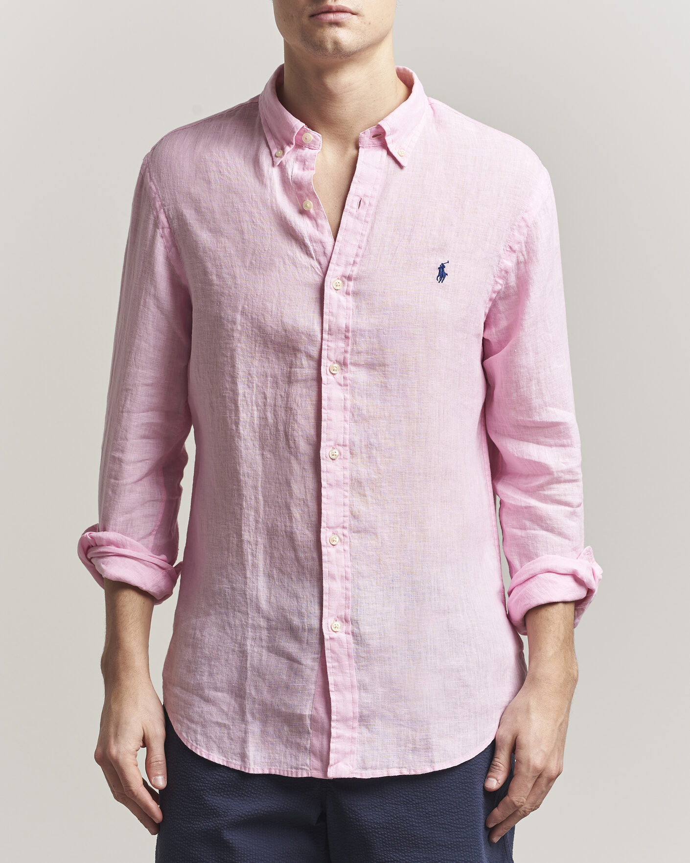 Men | Shirts | Polo Ralph Lauren | Slim Fit Linen Shirt Carmel Pink