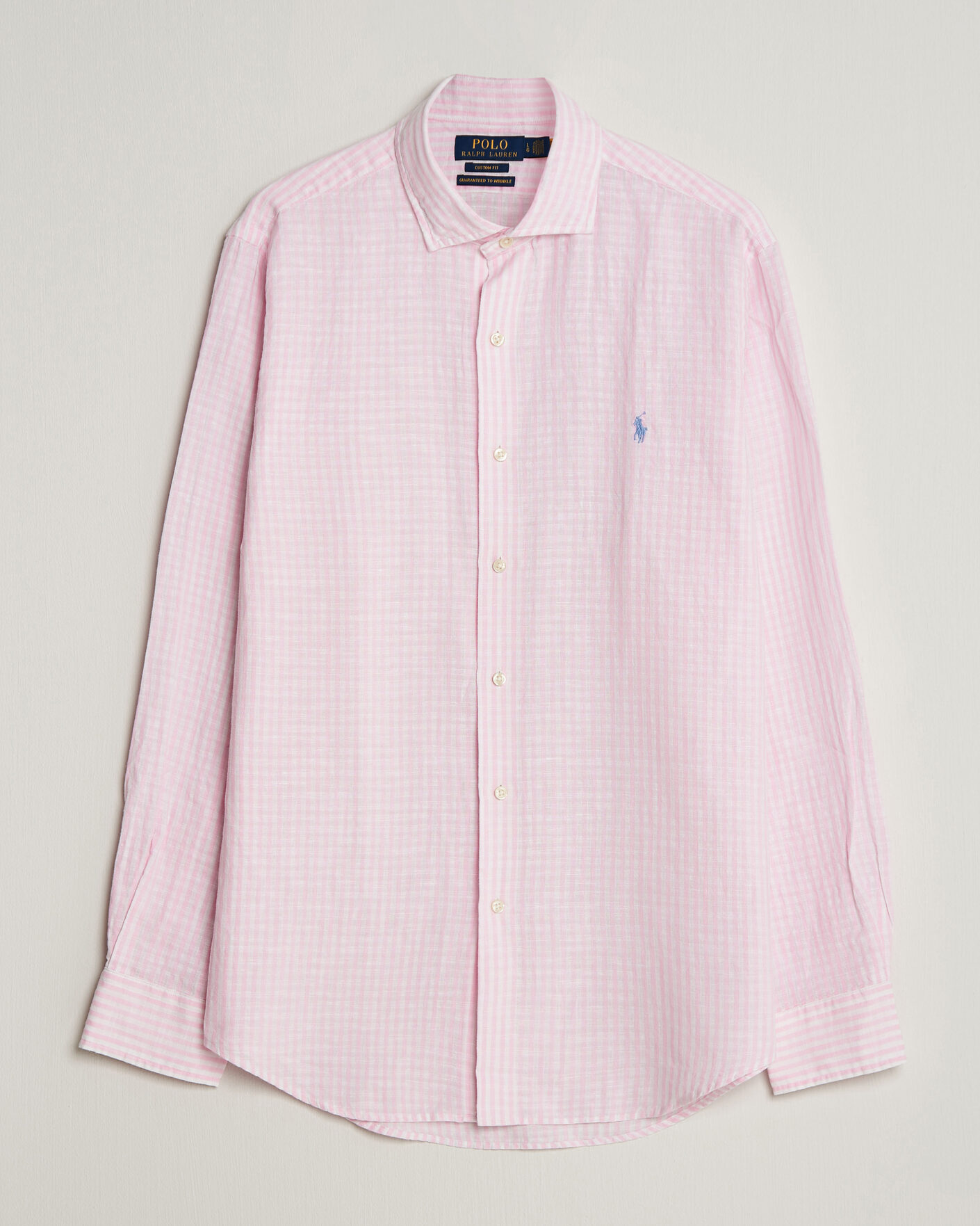 Men | Shirts | Polo Ralph Lauren | Cotton/Linen Seersucker Shirt Pink/White
