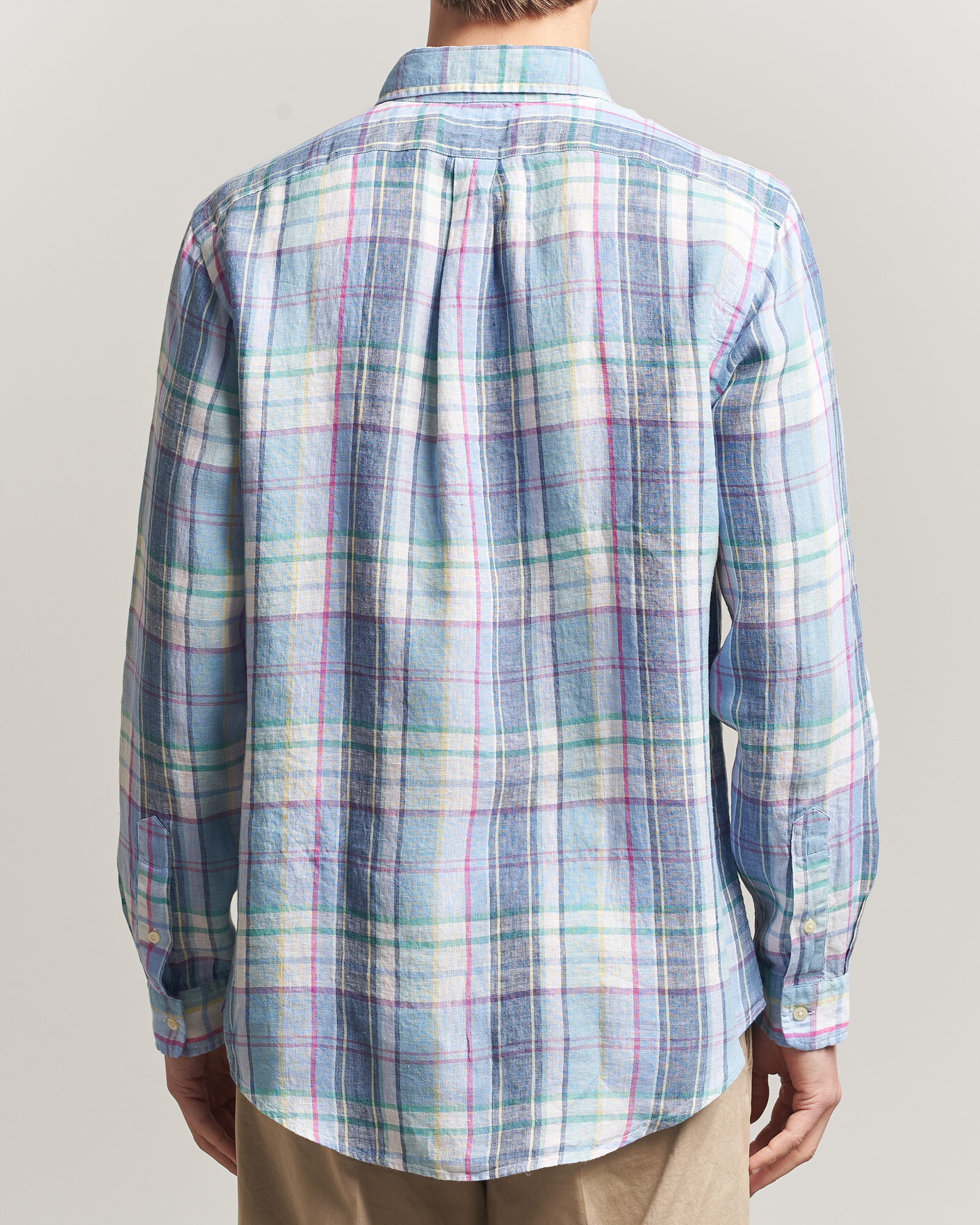 Men | Shirts | Polo Ralph Lauren | Custom Fit Check Linen Shirt Blue/White