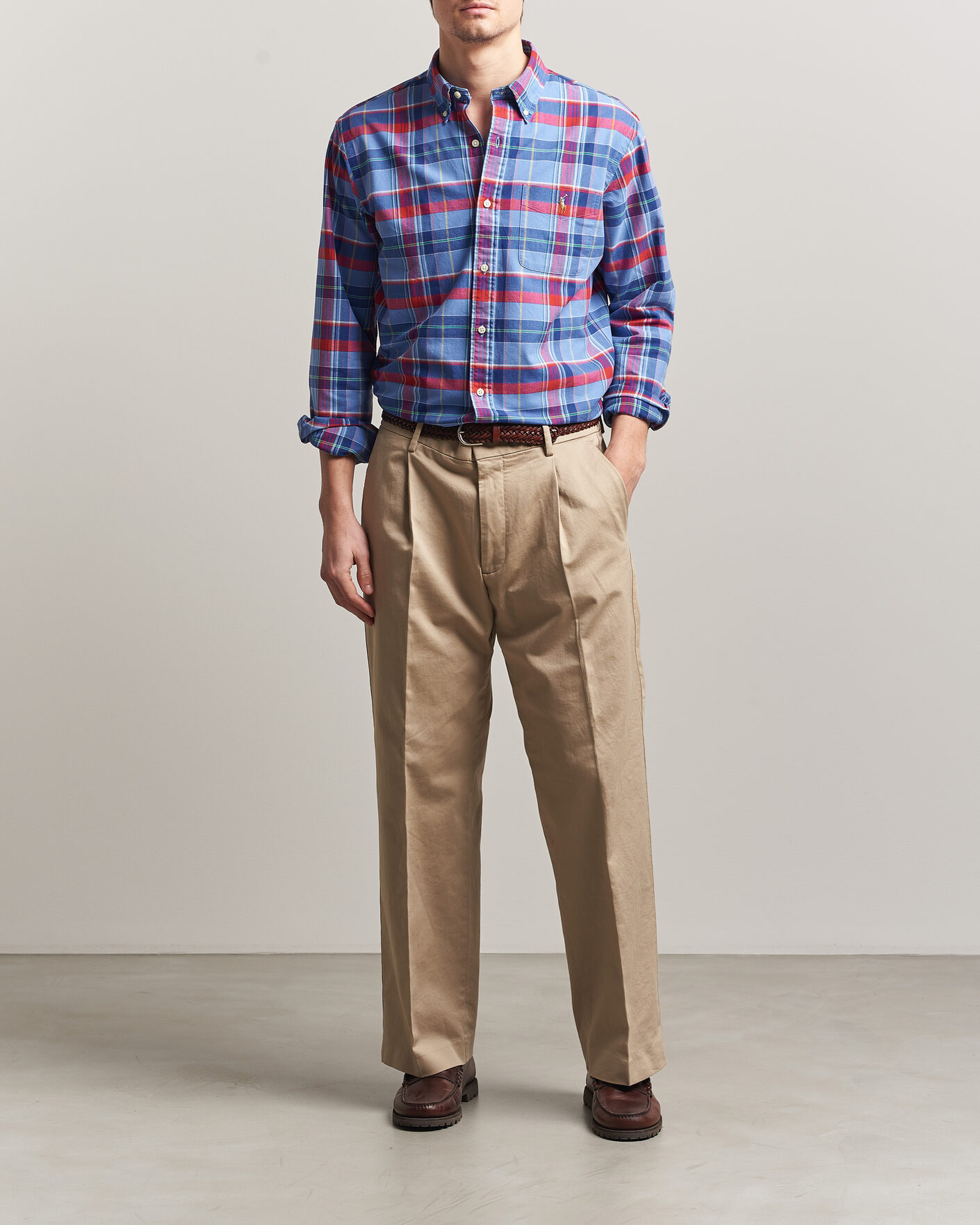 Men | Shirts | Polo Ralph Lauren | Custom Fit Check Oxford Shirt Blue Multi