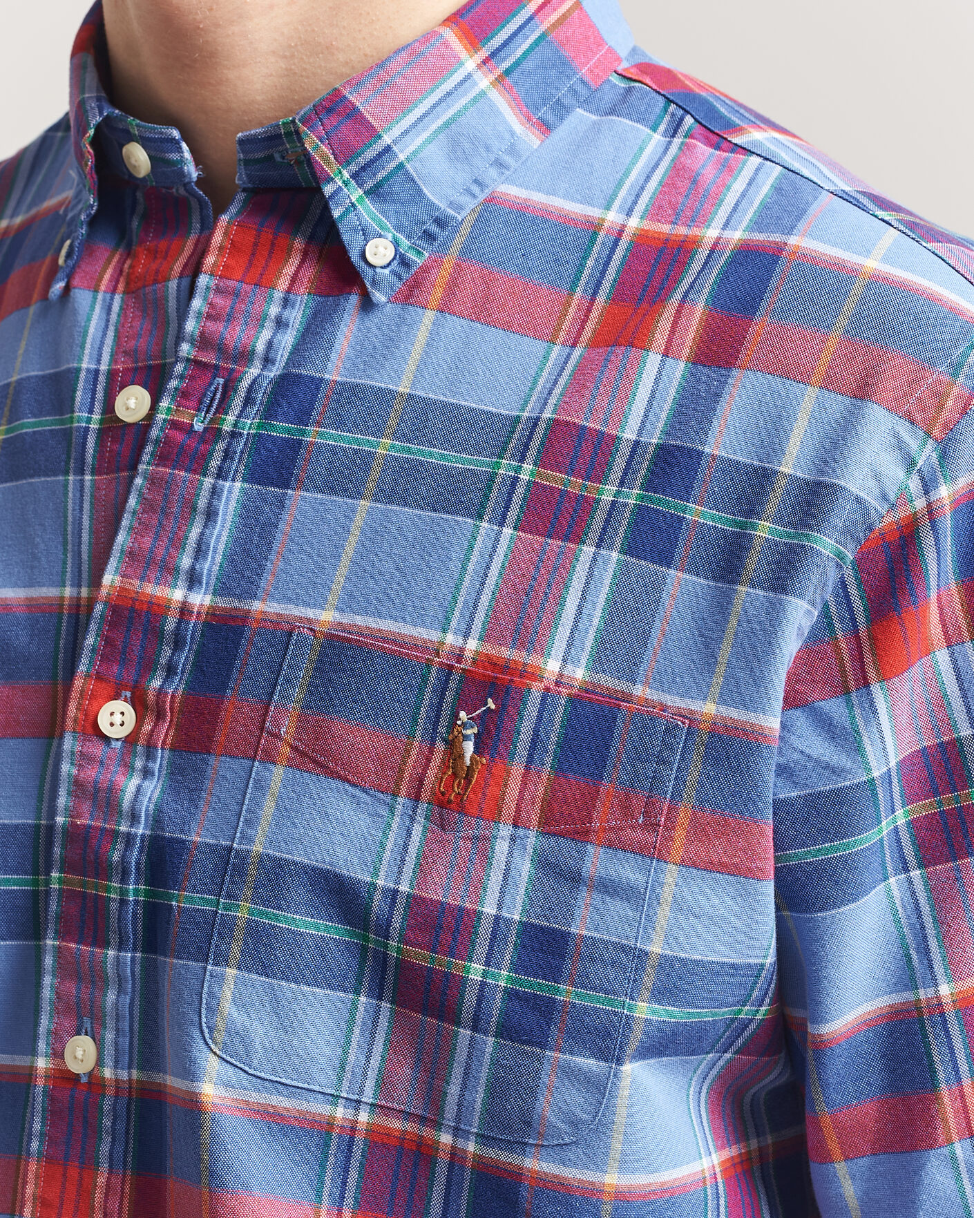Men | Shirts | Polo Ralph Lauren | Custom Fit Check Oxford Shirt Blue Multi