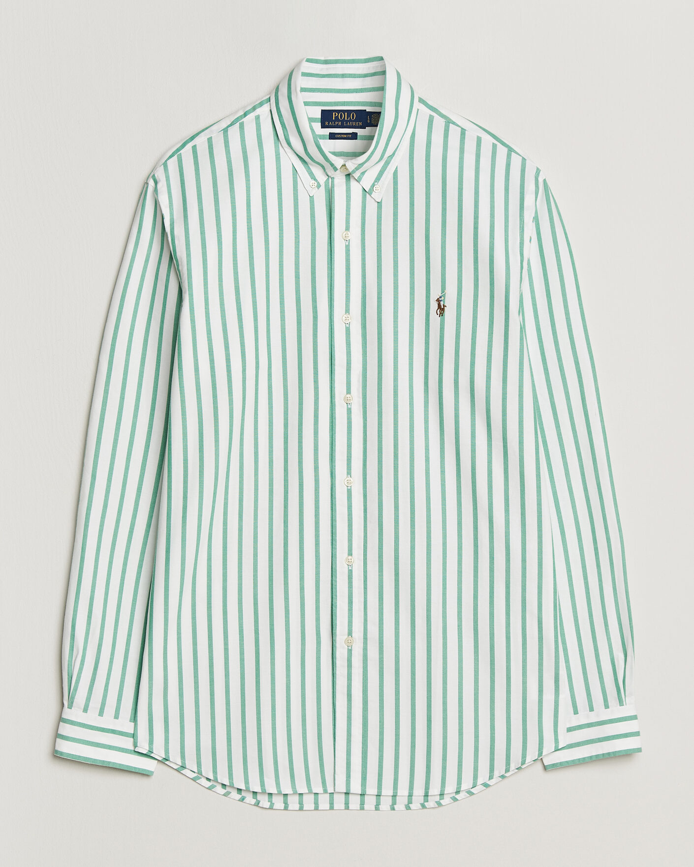 Men | Shirts | Polo Ralph Lauren | Custom Fit Striped Oxford Shirt Green