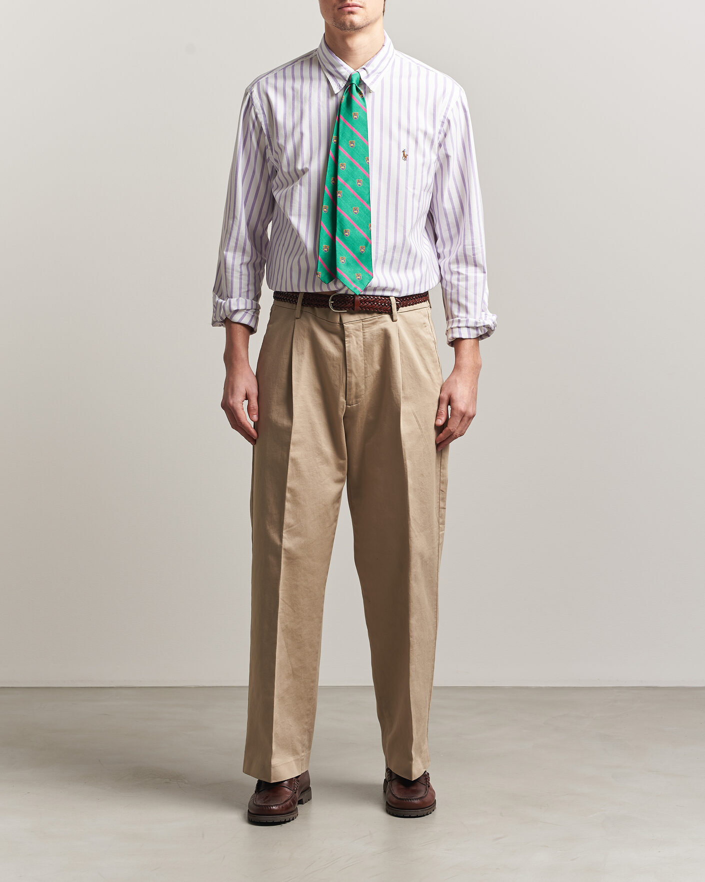 Men | Shirts | Polo Ralph Lauren | Custom Fit Striped Oxford Shirt Purple