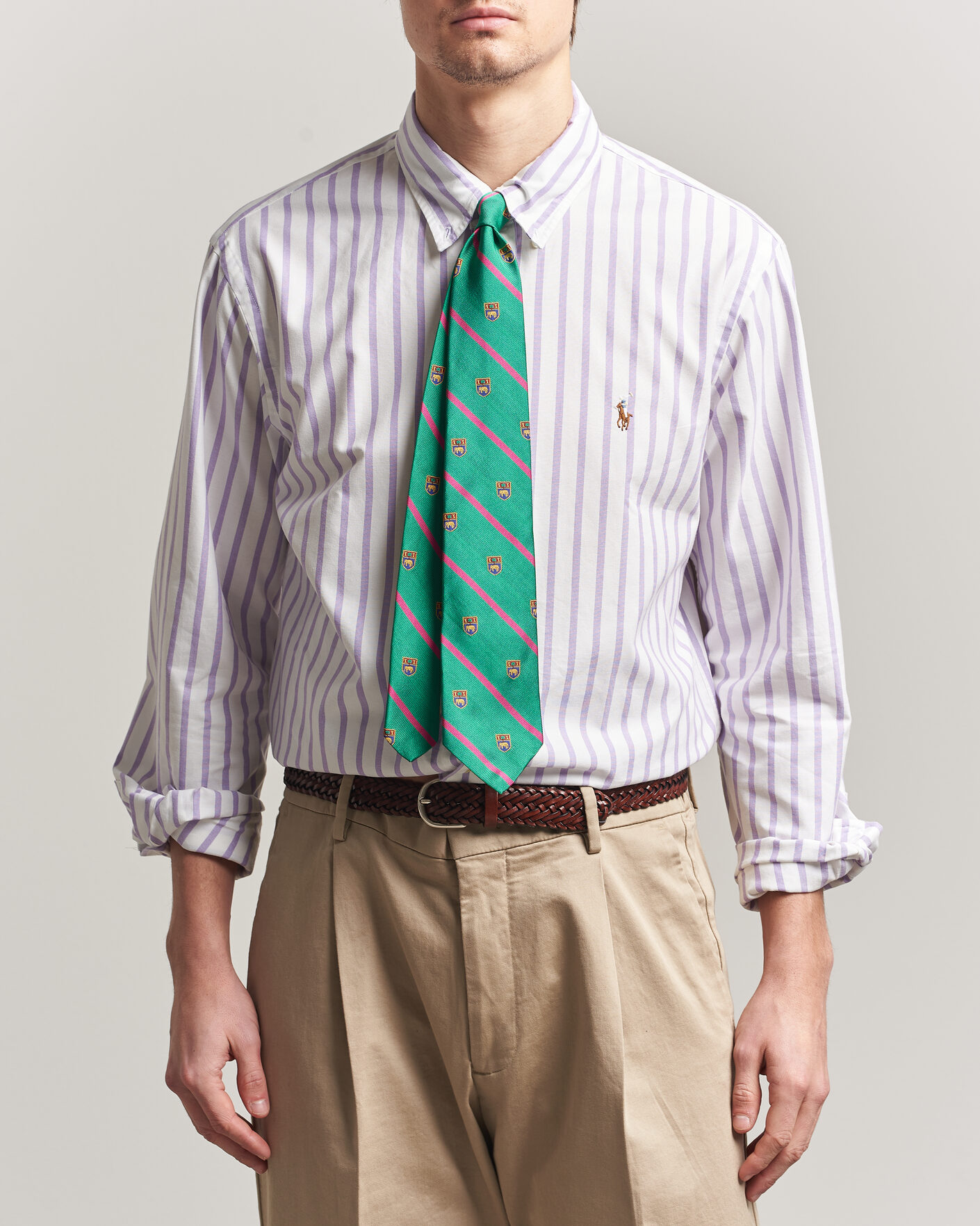 Men | Shirts | Polo Ralph Lauren | Custom Fit Striped Oxford Shirt Purple