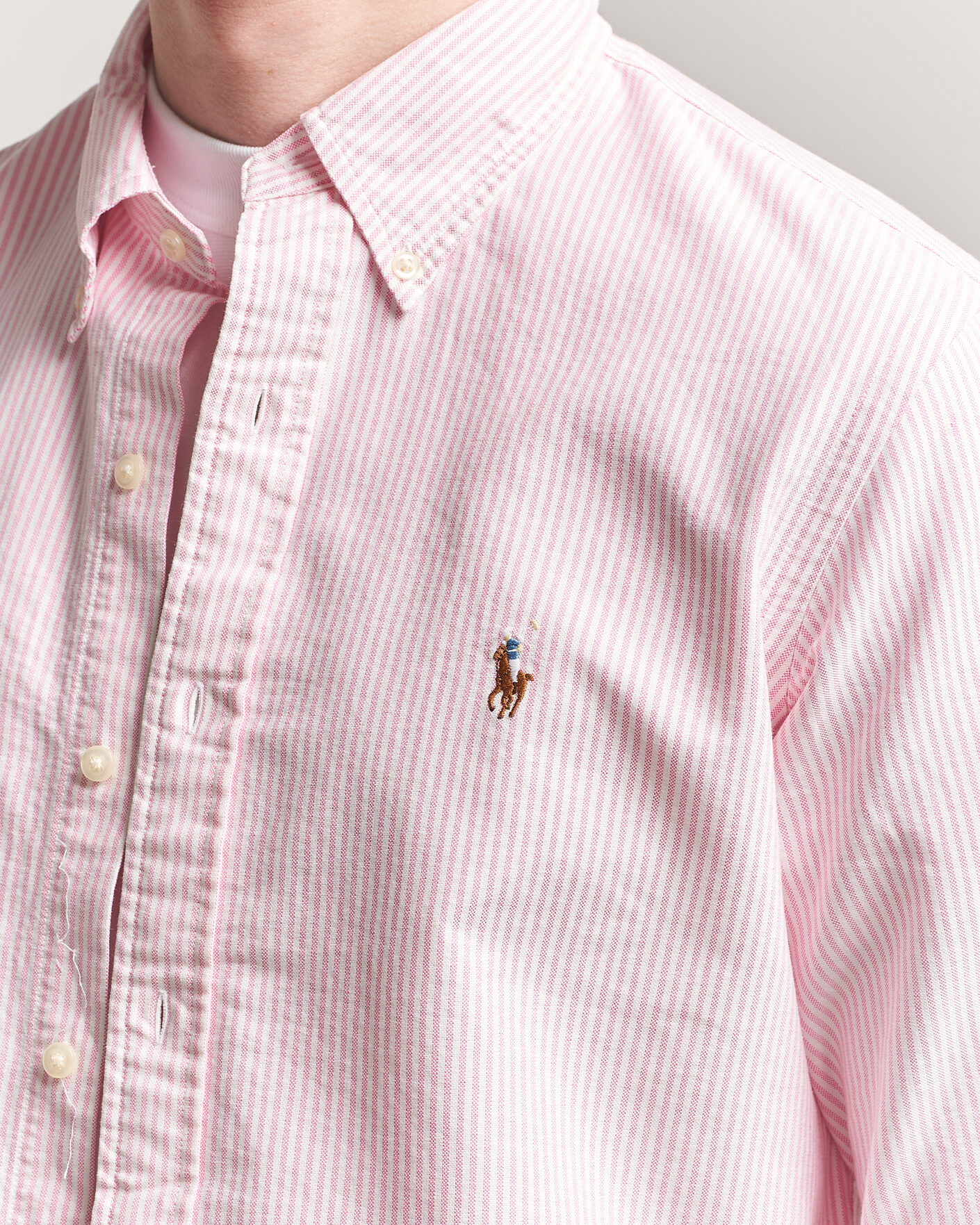 Men | Shirts | Polo Ralph Lauren | Custom Fit Micro Striped Oxford Shirt Pink